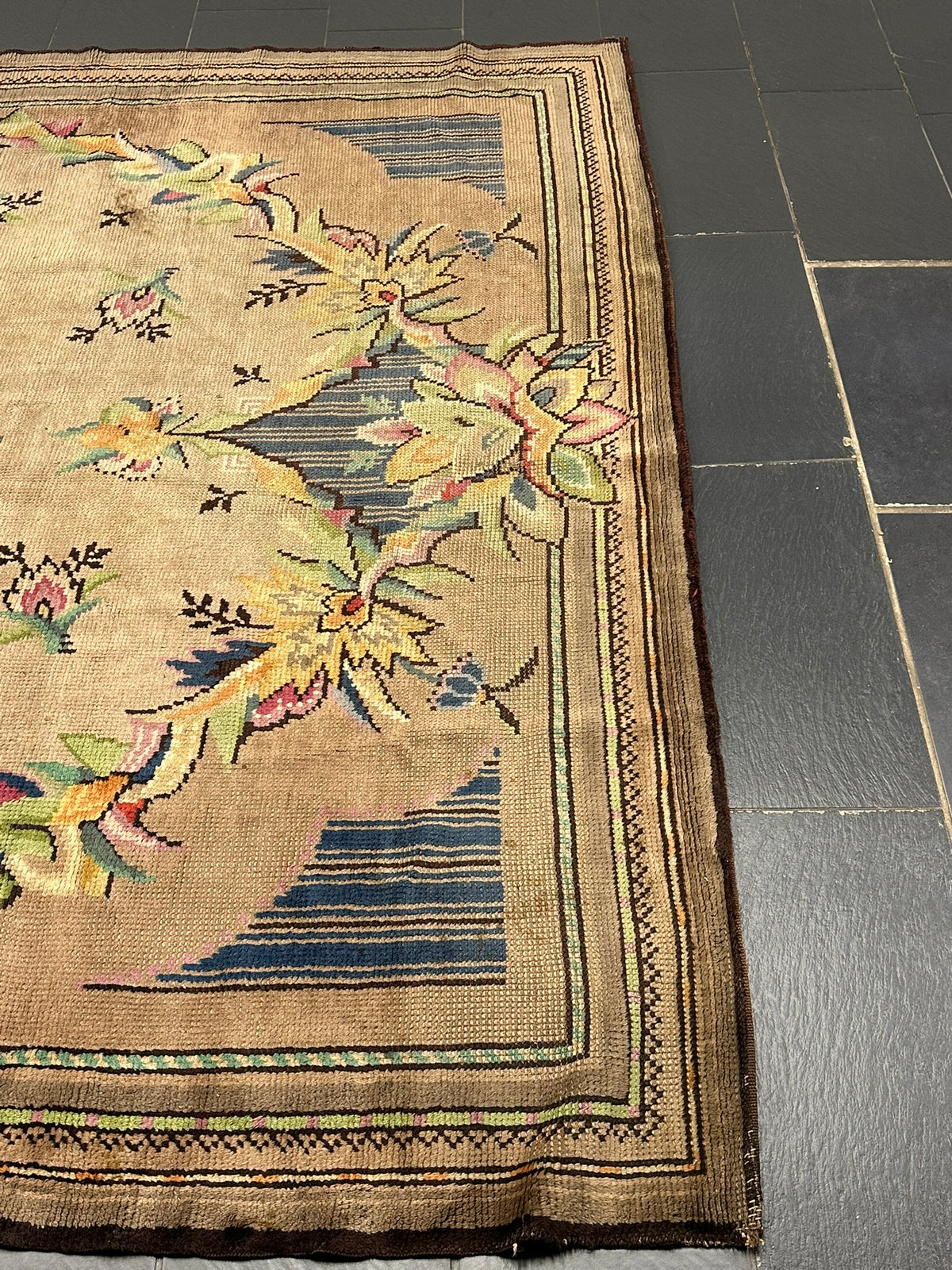 Antiker Aubusson Teppich Handgewebt Flachgewebe 340x245 cm