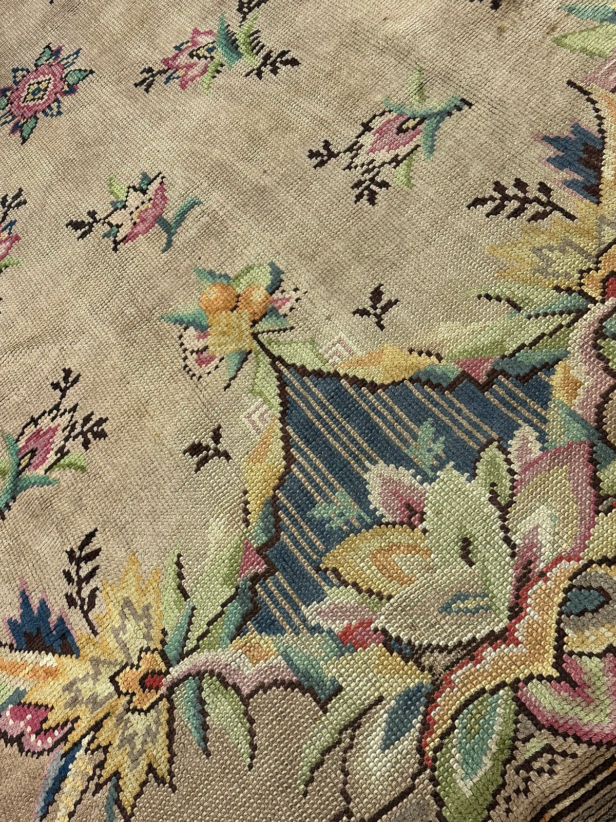 Antiker Aubusson Teppich Handgewebt Flachgewebe 340x245 cm