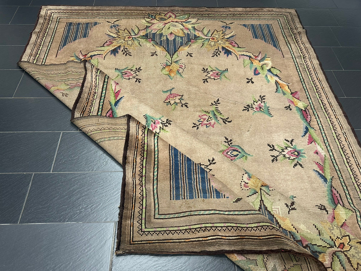 Antiker Aubusson Teppich Handgewebt Flachgewebe 340x245 cm