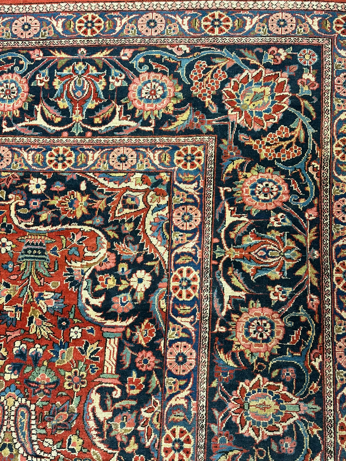 Antiker Orientteppich handgeknüpft Keschan 355x225 cm