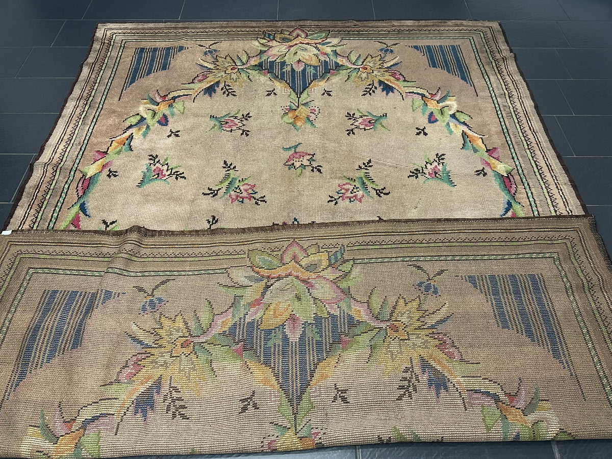 Antiker Aubusson Teppich Handgewebt Flachgewebe 340x245 cm