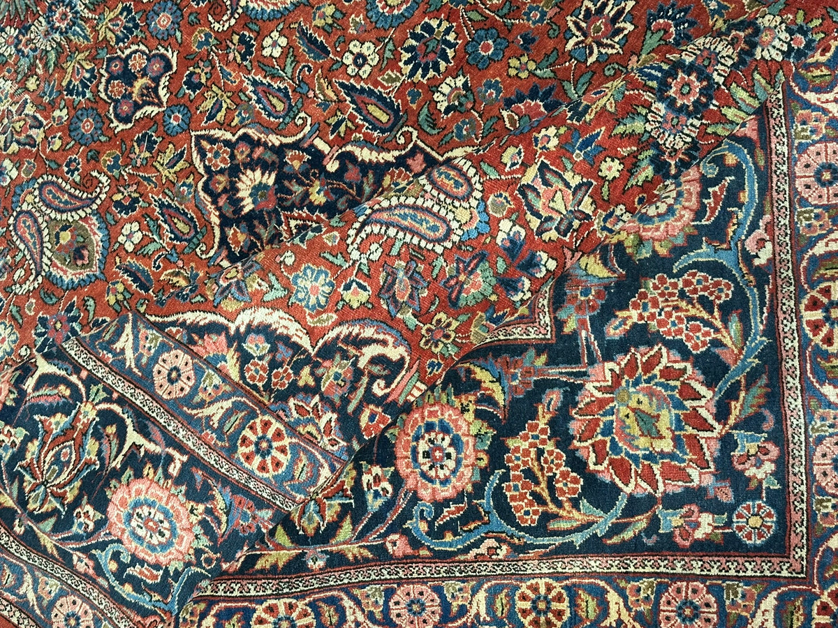 Antiker Orientteppich handgeknüpft Keschan 355x225 cm
