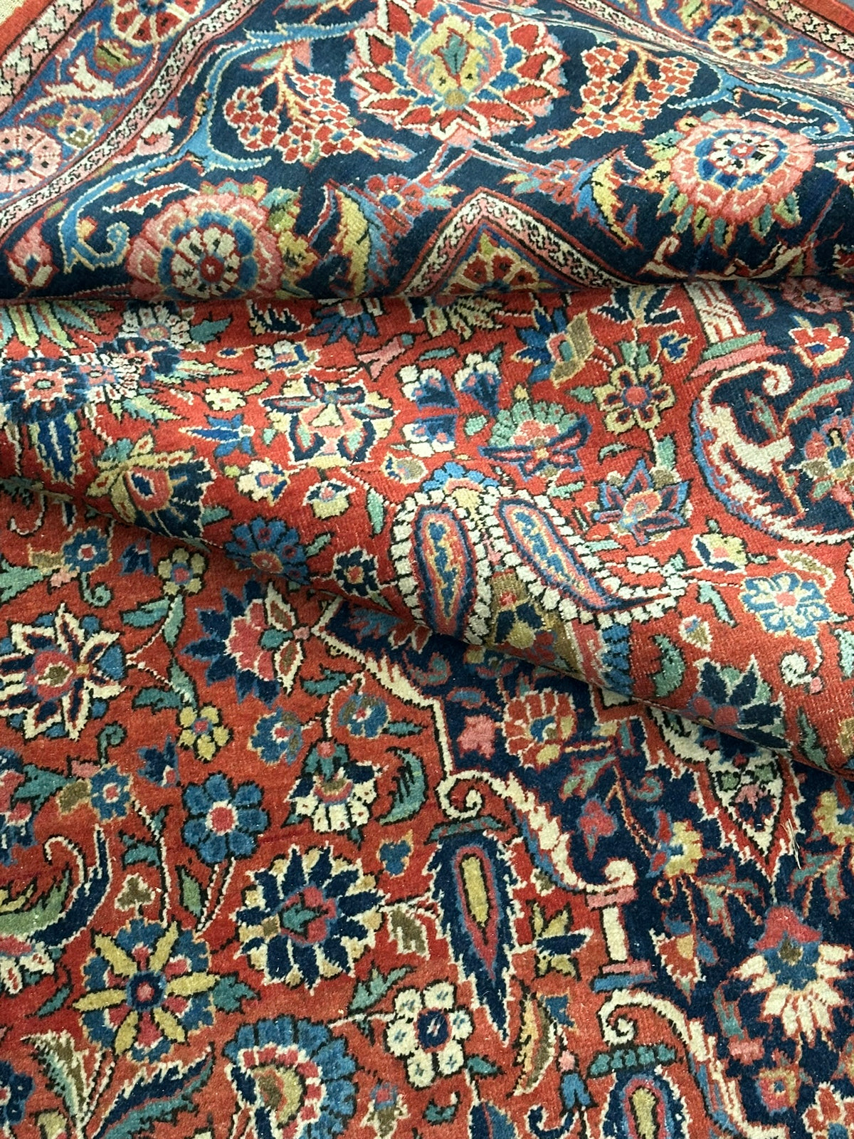 Antiker Orientteppich handgeknüpft Keschan 355x225 cm