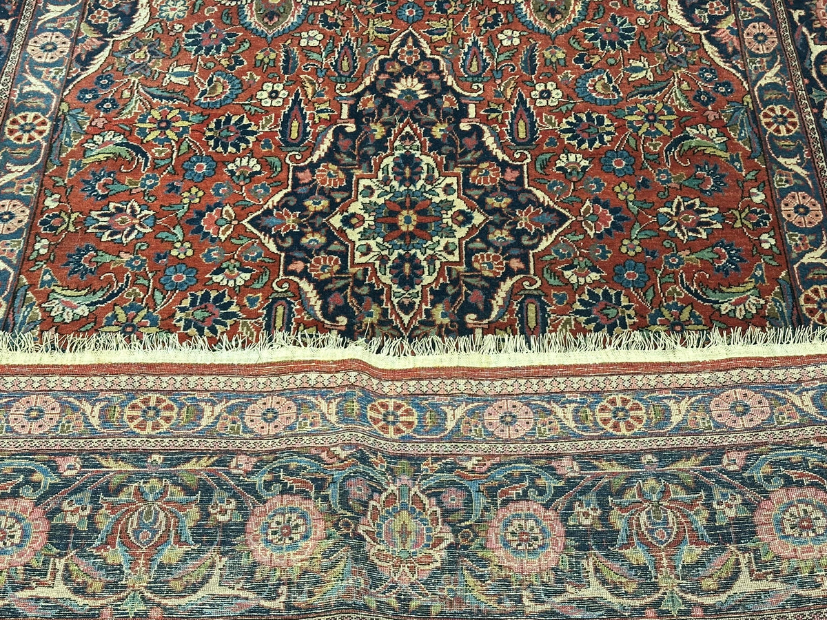 Antiker Orientteppich handgeknüpft Keschan 355x225 cm