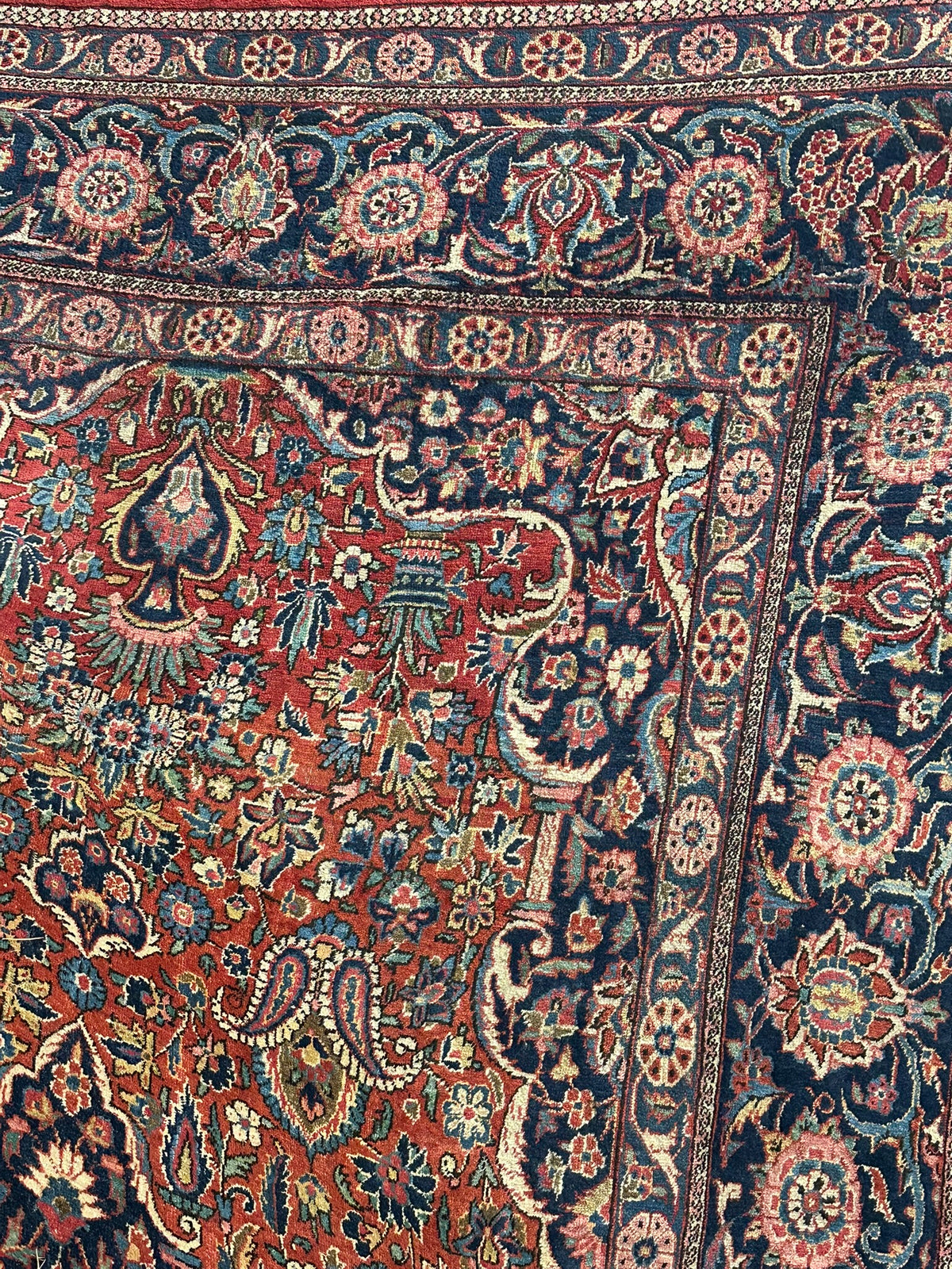 Antiker Orientteppich handgeknüpft Keschan 355x225 cm