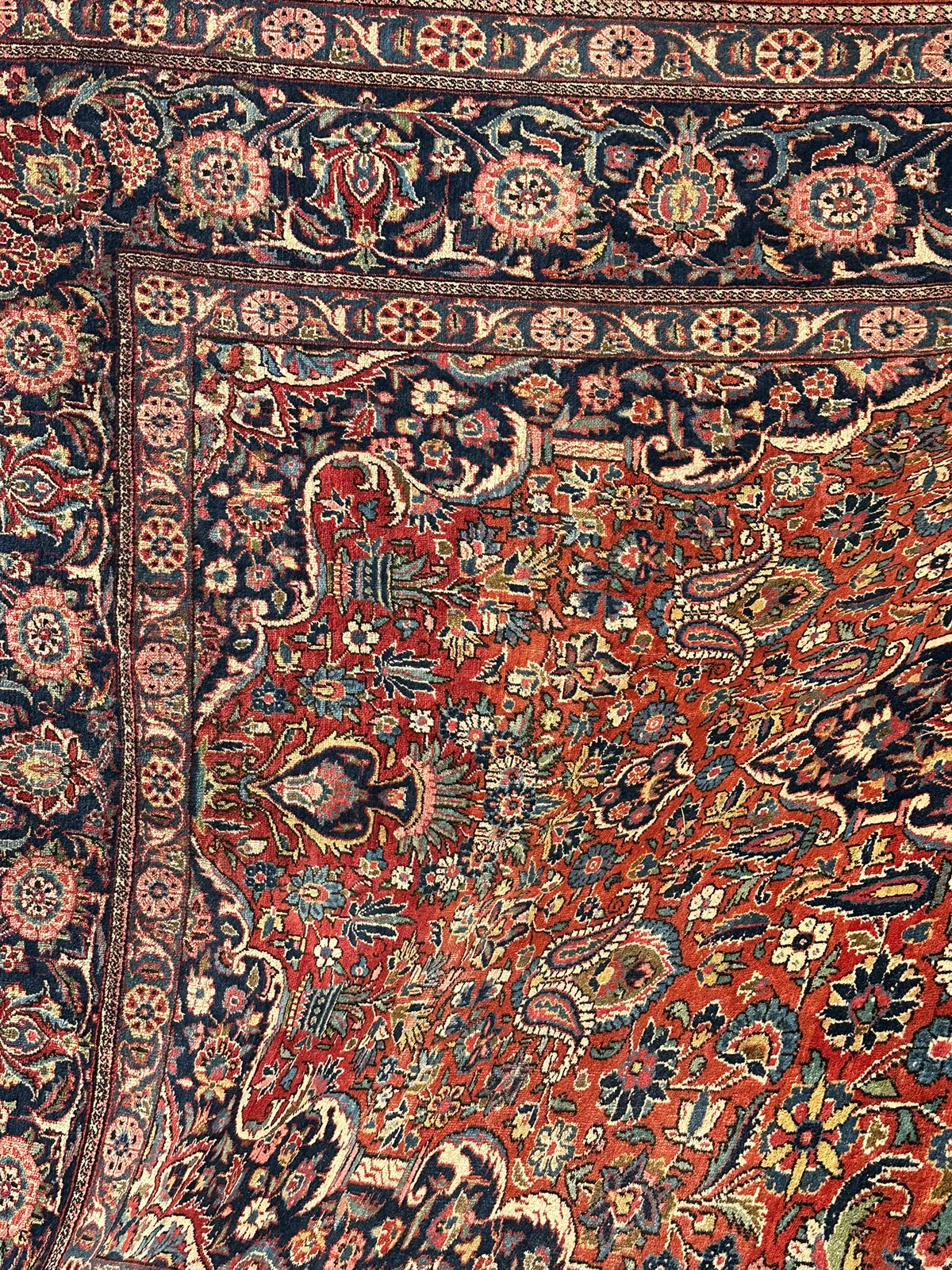 Antiker Orientteppich handgeknüpft Keschan 355x225 cm