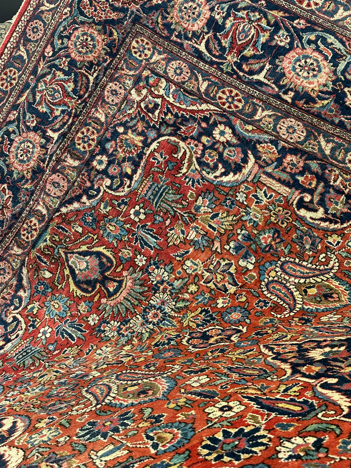 Antiker Orientteppich handgeknüpft Keschan 355x225 cm