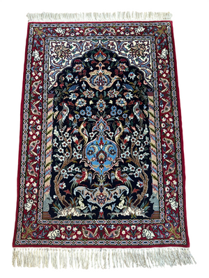 Orientteppich handgeknüpft Isfahan Kork mit Seide 100x70 cm
