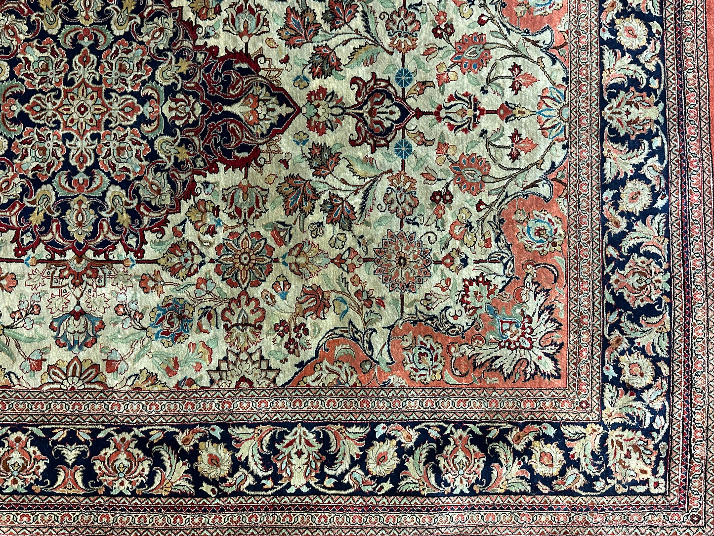 Handgeknüpfter Perser Orientteppich - Feiner Ghom Seidenteppich 145x100cm