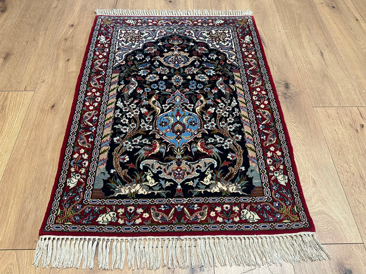 Orientteppich handgeknüpft Isfahan Kork mit Seide 100x70 cm