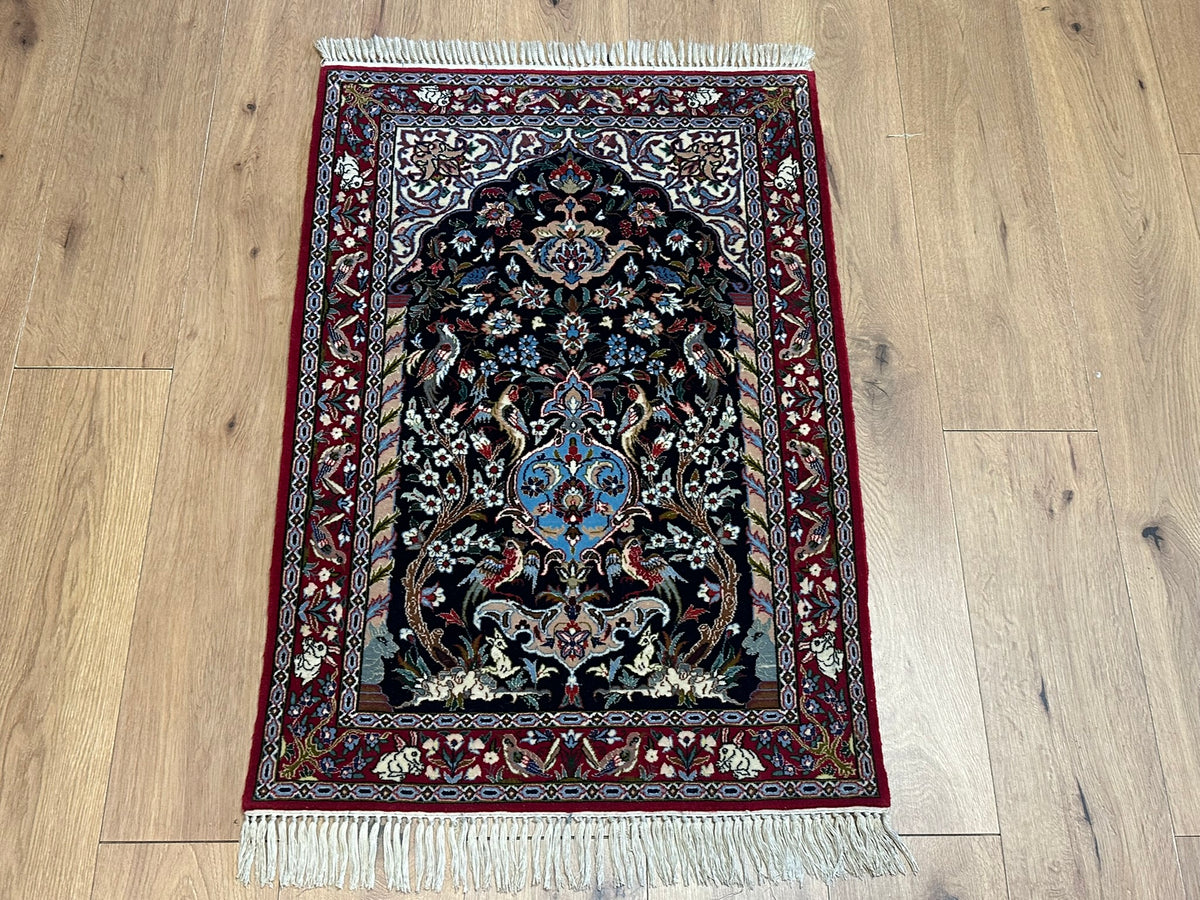Orientteppich handgeknüpft Isfahan Kork mit Seide 100x70 cm