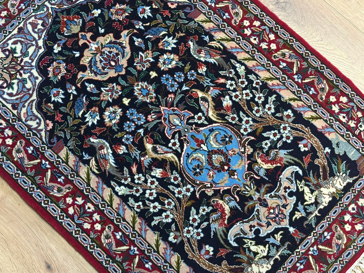 Orientteppich handgeknüpft Isfahan Kork mit Seide 100x70 cm