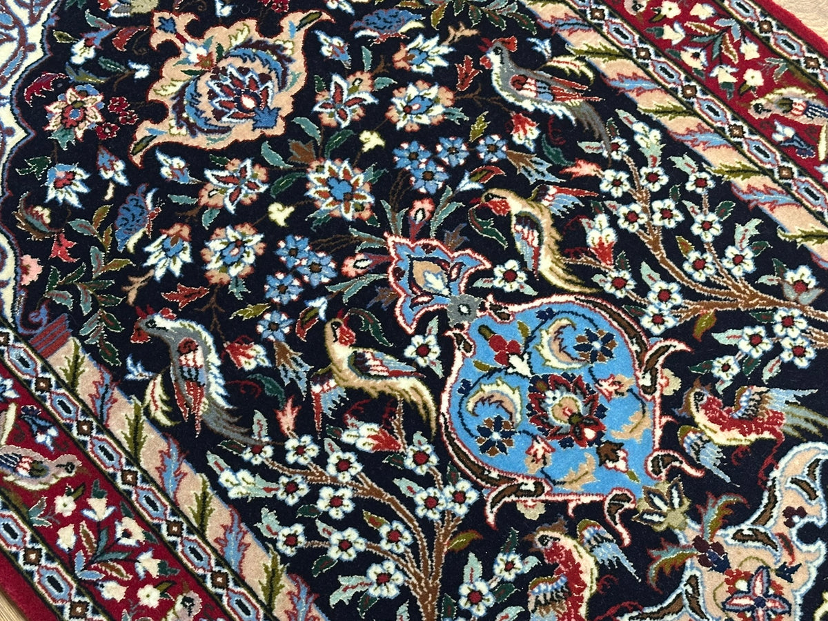 Orientteppich handgeknüpft Isfahan Kork mit Seide 100x70 cm