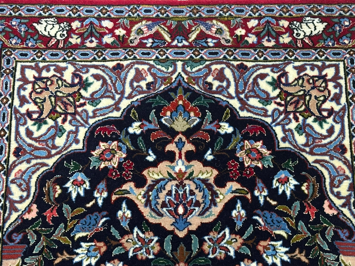 Orientteppich handgeknüpft Isfahan Kork mit Seide 100x70 cm