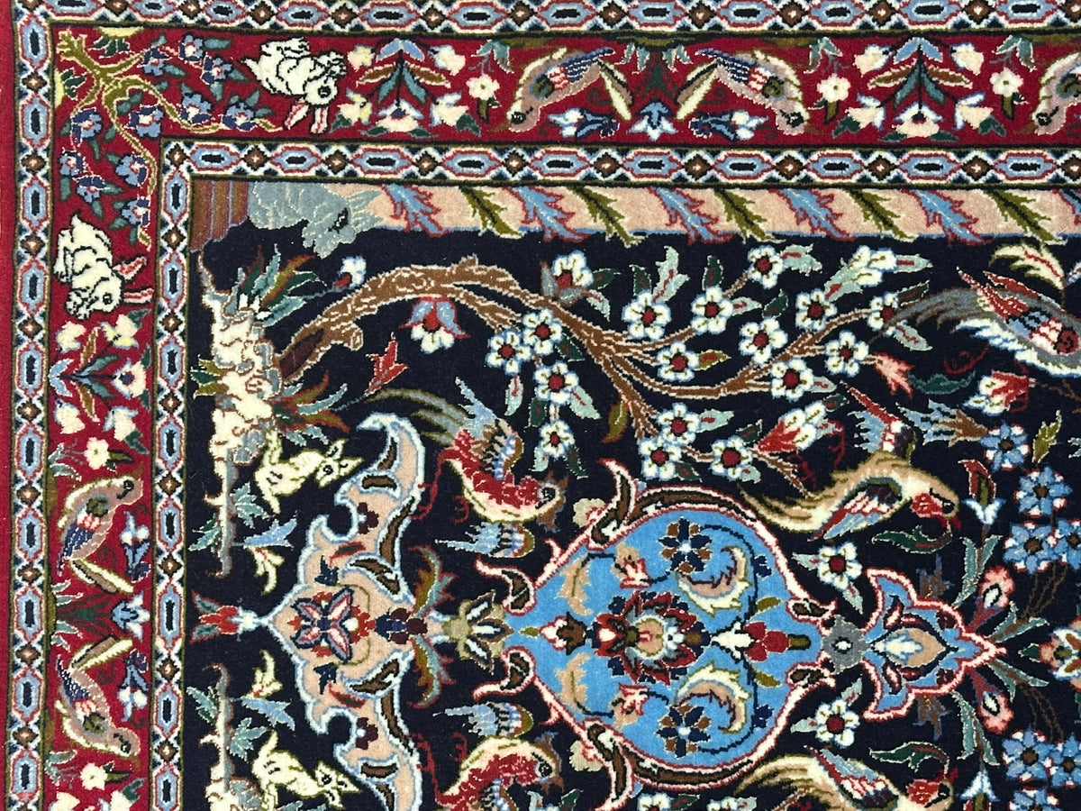 Orientteppich handgeknüpft Isfahan Kork mit Seide 100x70 cm