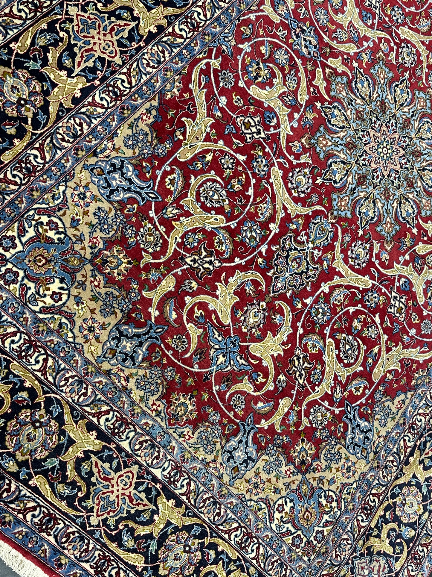 Handgeknüpfter Perser Orientteppich Isfahan Korkwolle auf Seide 240x159 cm