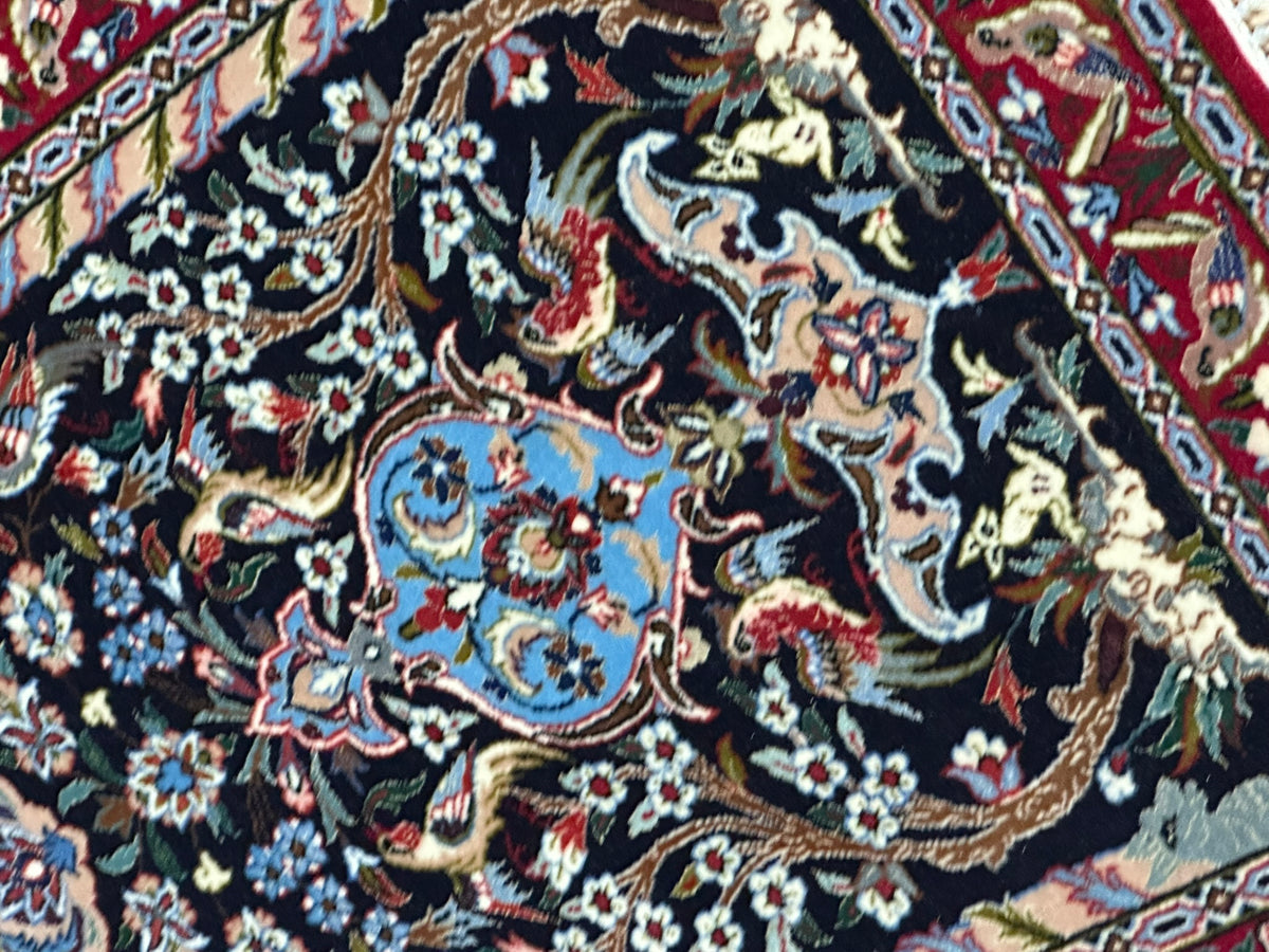 Orientteppich handgeknüpft Isfahan Kork mit Seide 100x70 cm