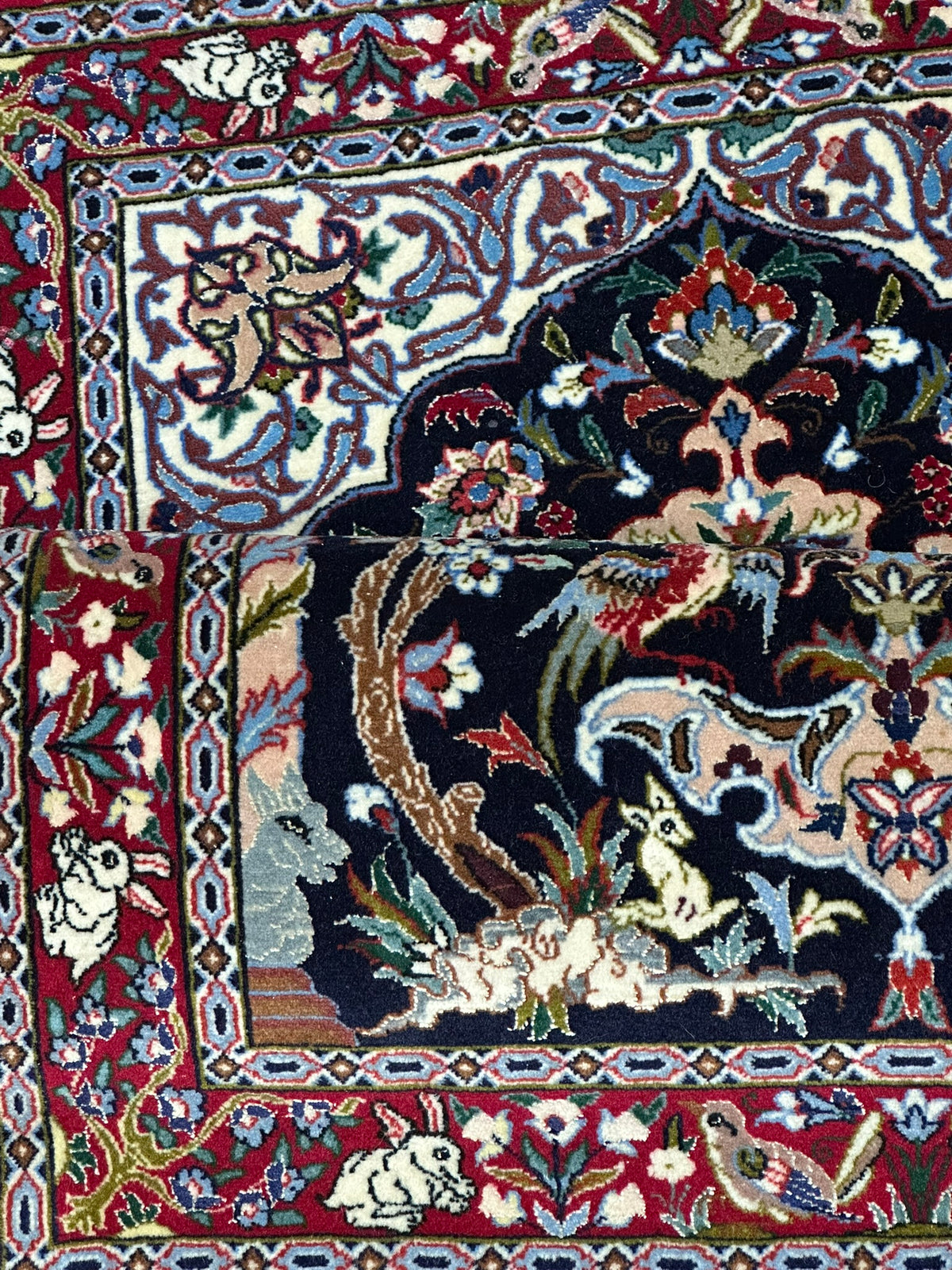 Orientteppich handgeknüpft Isfahan Kork mit Seide 100x70 cm