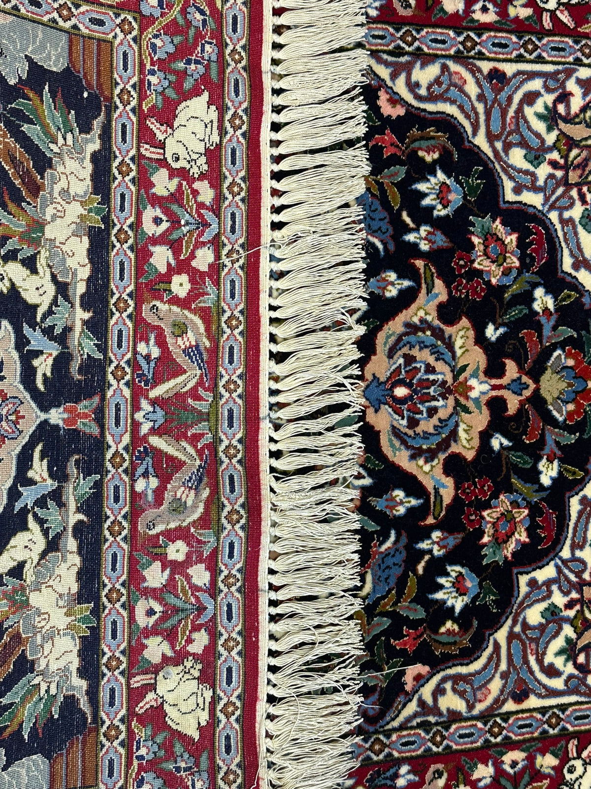 Orientteppich handgeknüpft Isfahan Kork mit Seide 100x70 cm