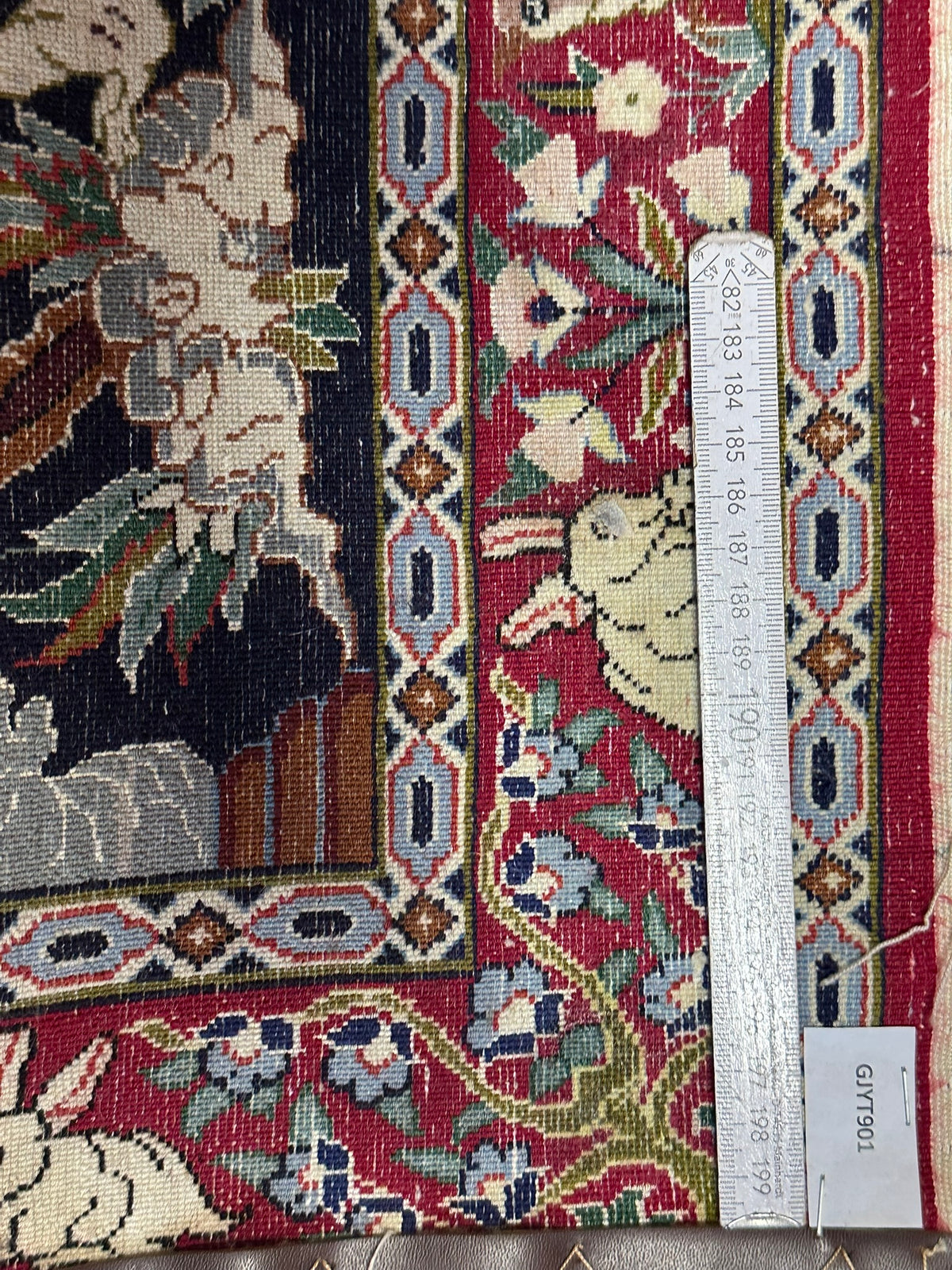 Orientteppich handgeknüpft Isfahan Kork mit Seide 100x70 cm