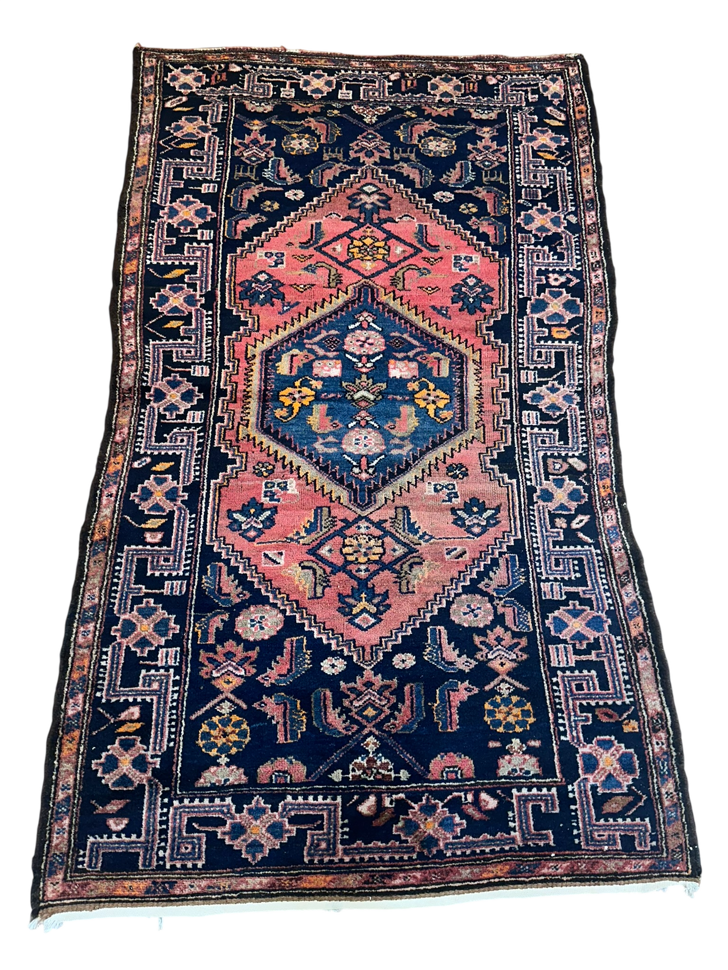 Antik Orientteppich handgeknüpft Malayer Naturfarben 200x112 cm