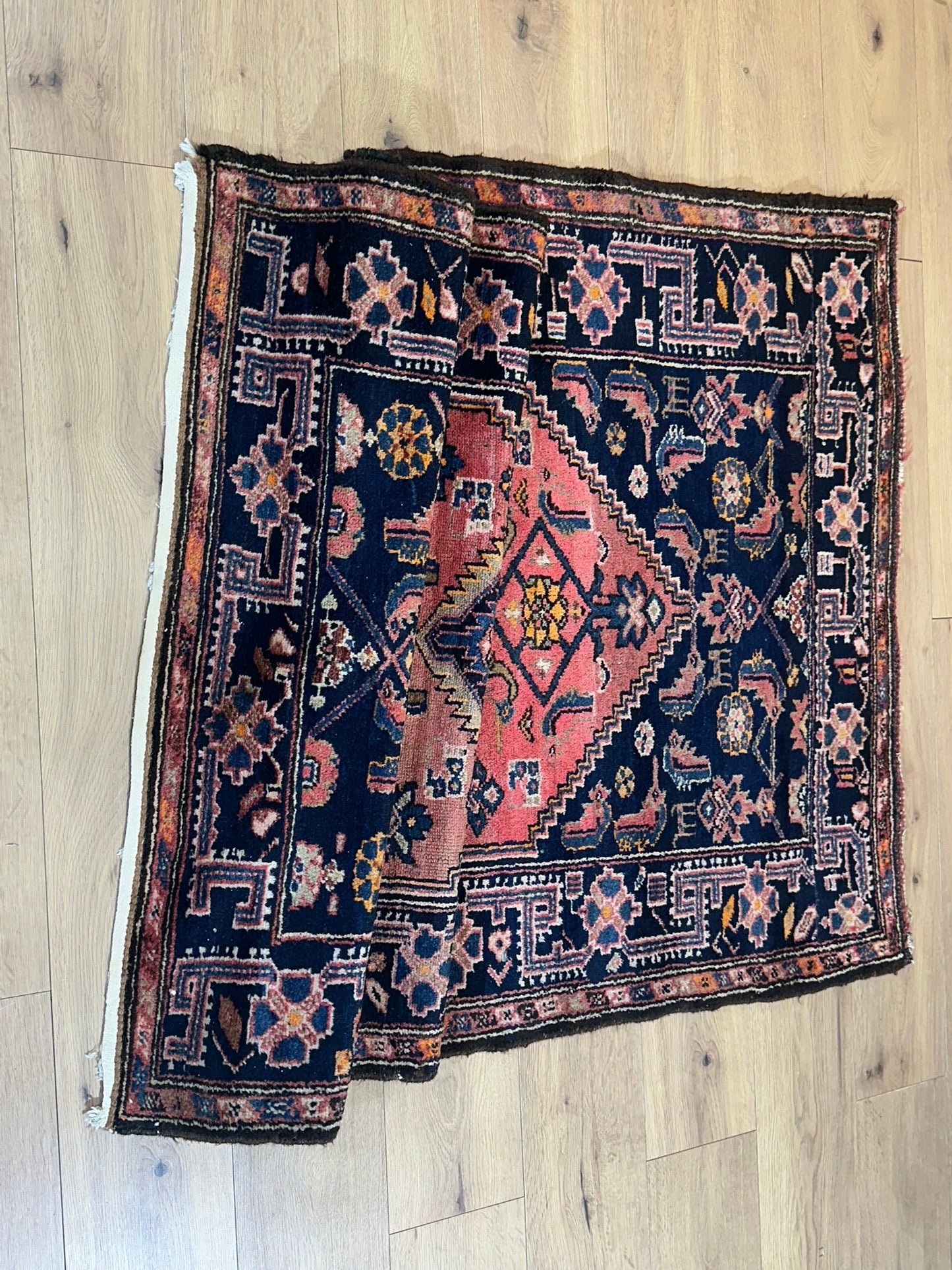 Antik Orientteppich handgeknüpft Malayer Naturfarben 200x112 cm