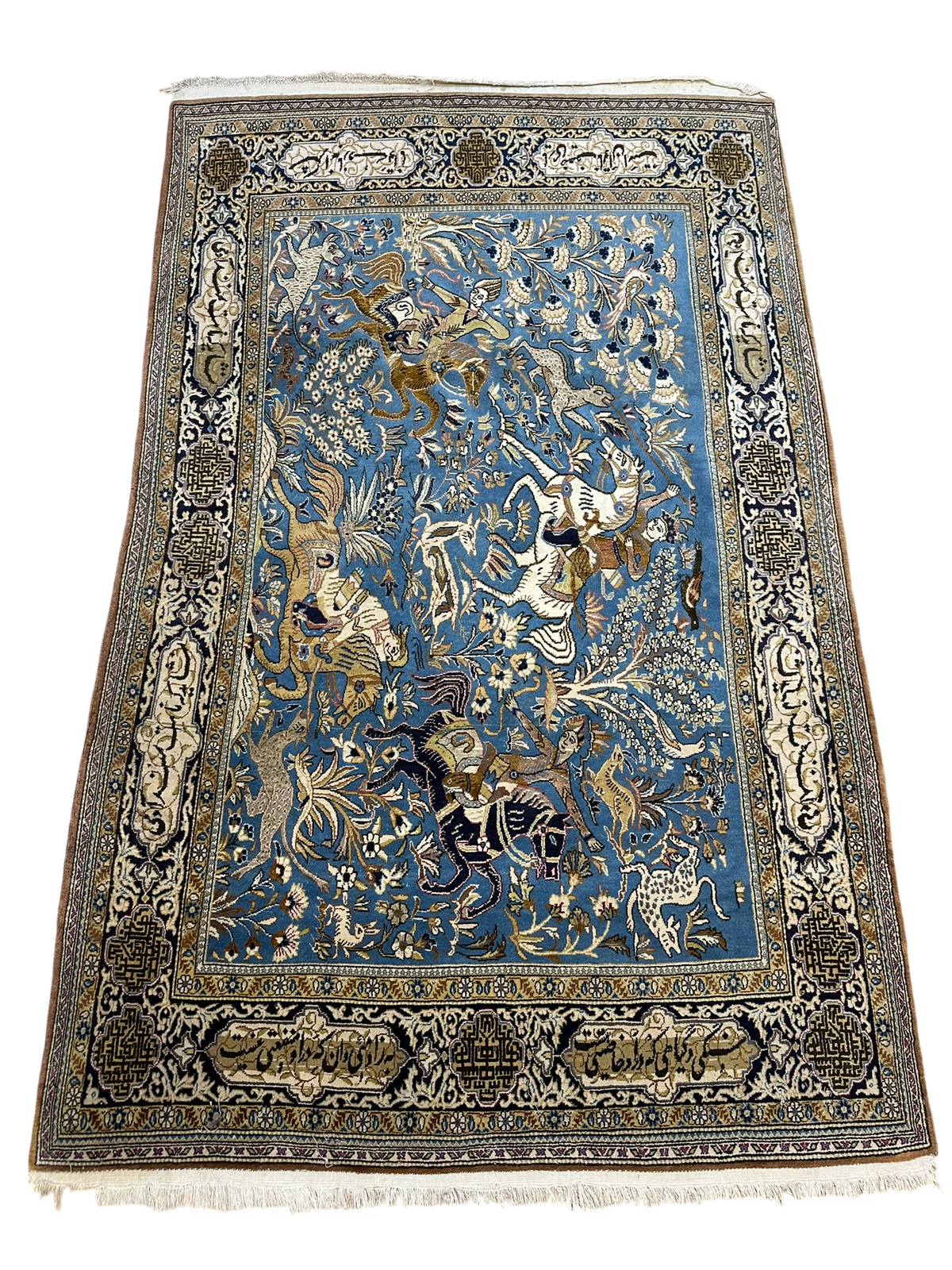 Orientteppich handgeknüpft Ghom mit Seide 223x140 cm