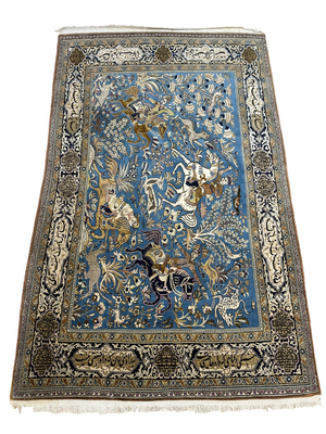 Orientteppich handgeknüpft Ghom mit Seide 223x140 cm
