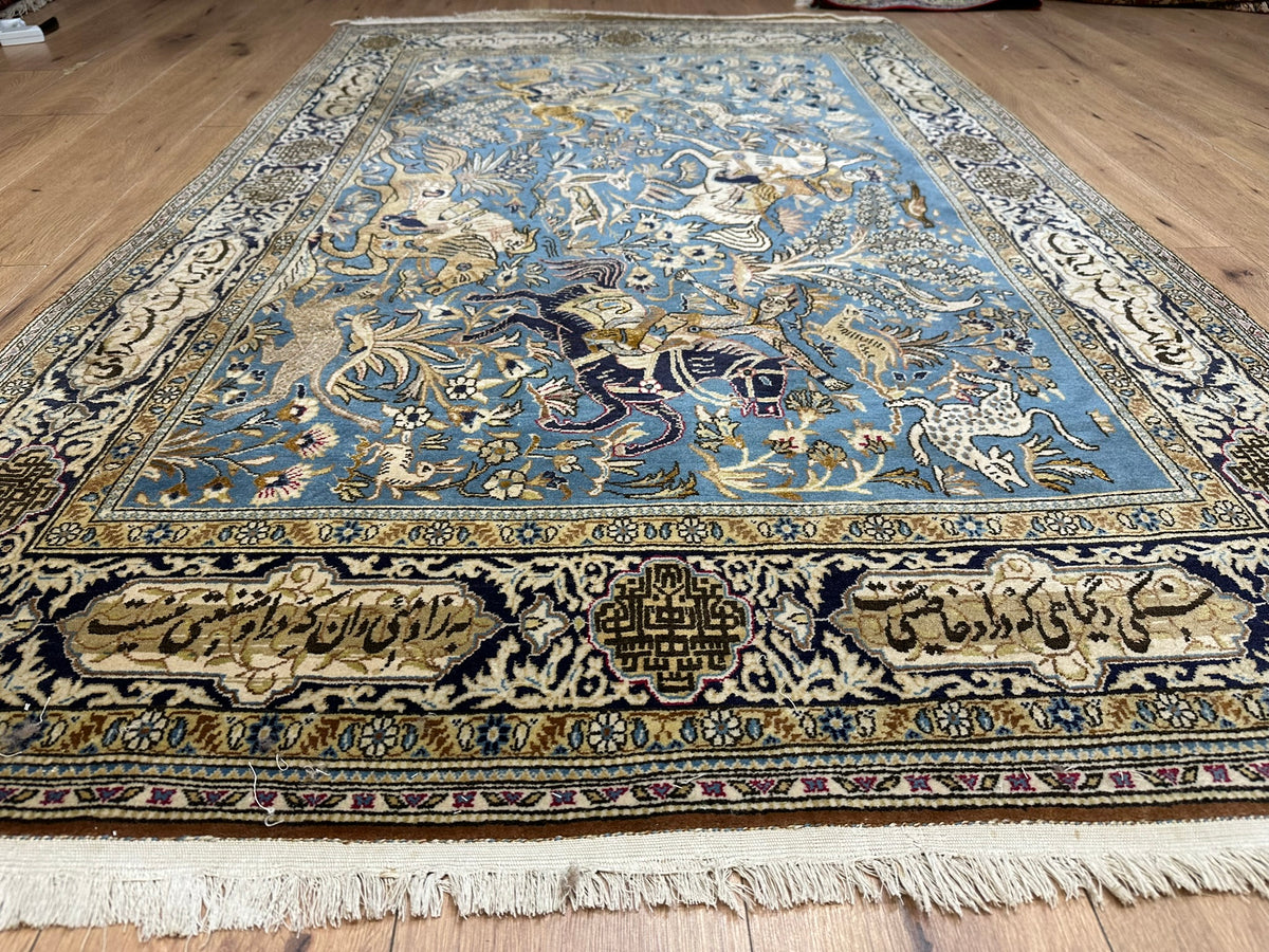 Orientteppich handgeknüpft Ghom mit Seide 223x140 cm