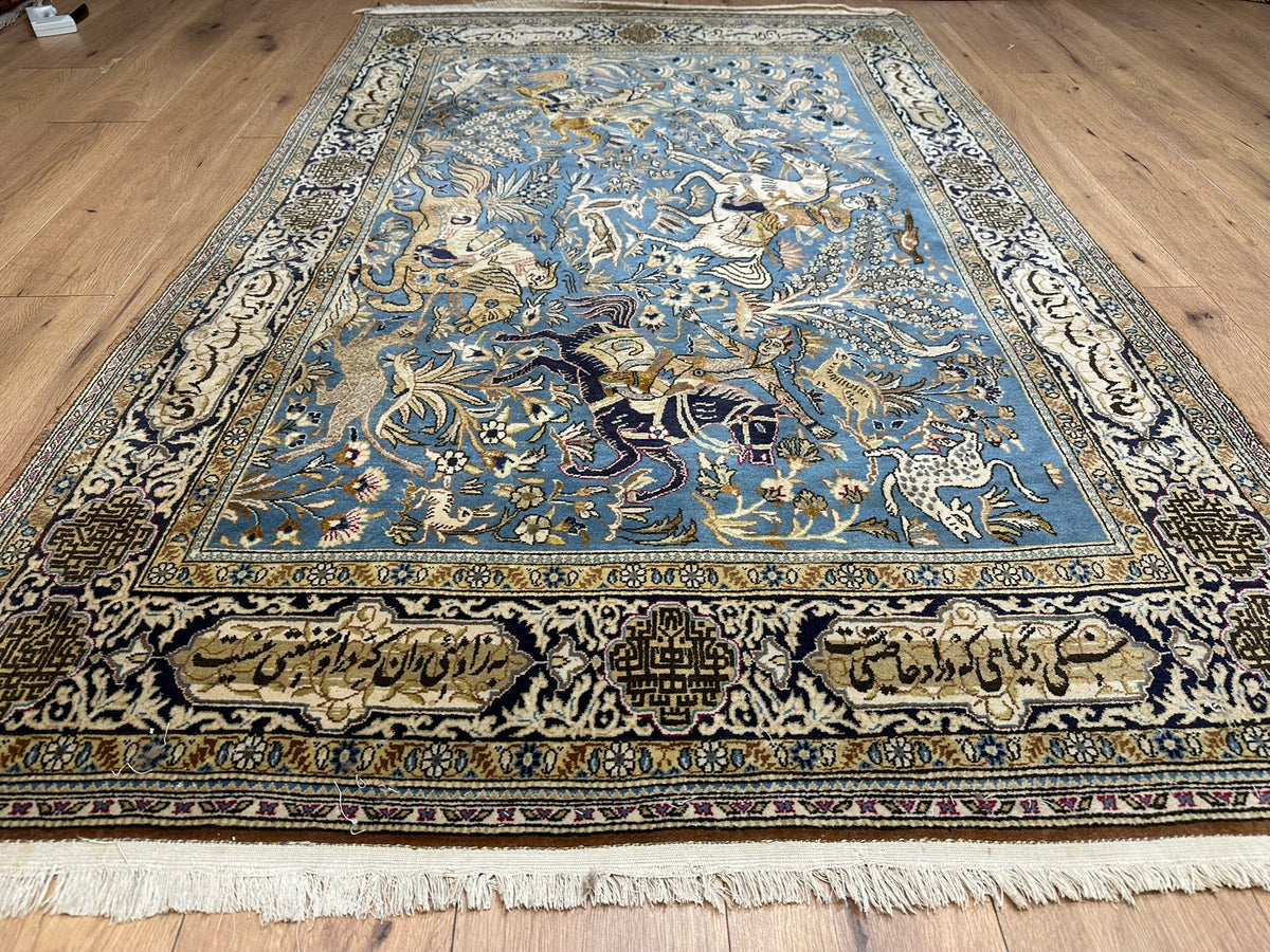 Orientteppich handgeknüpft Ghom mit Seide 223x140 cm