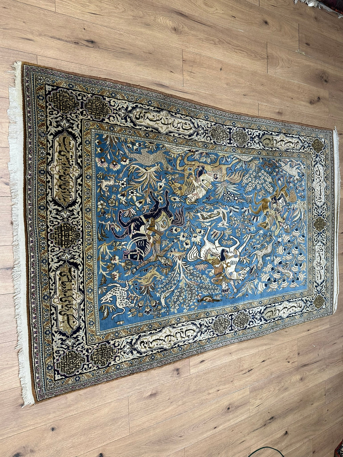 Orientteppich handgeknüpft Ghom mit Seide 223x140 cm