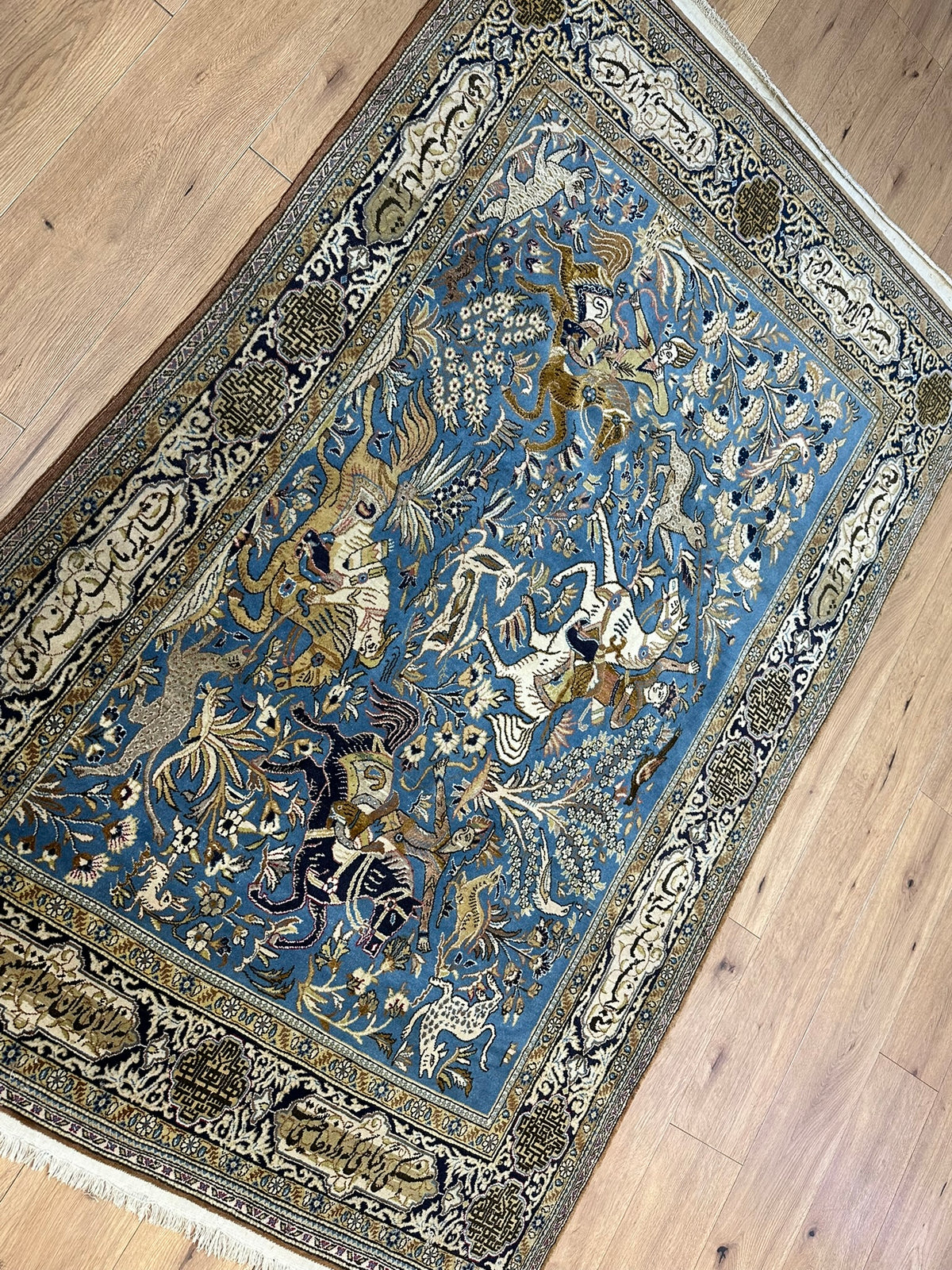 Orientteppich handgeknüpft Ghom mit Seide 223x140 cm
