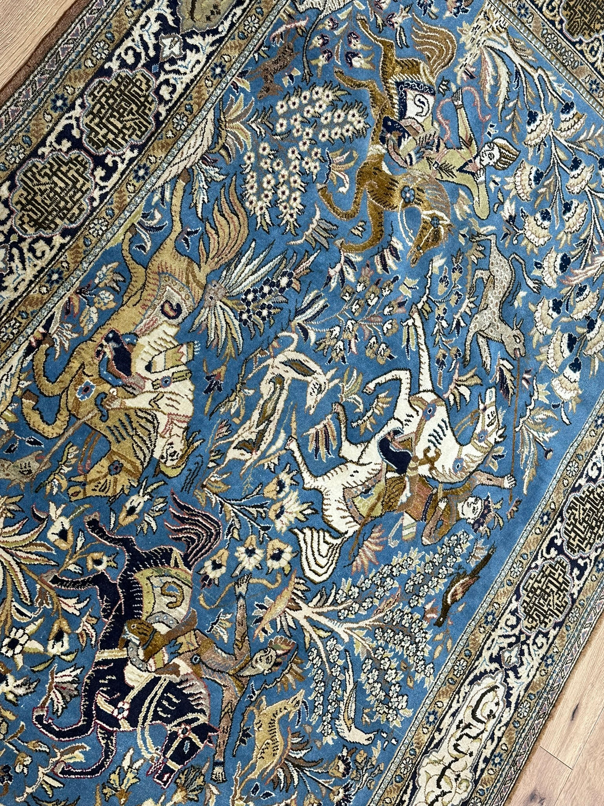 Orientteppich handgeknüpft Ghom mit Seide 223x140 cm