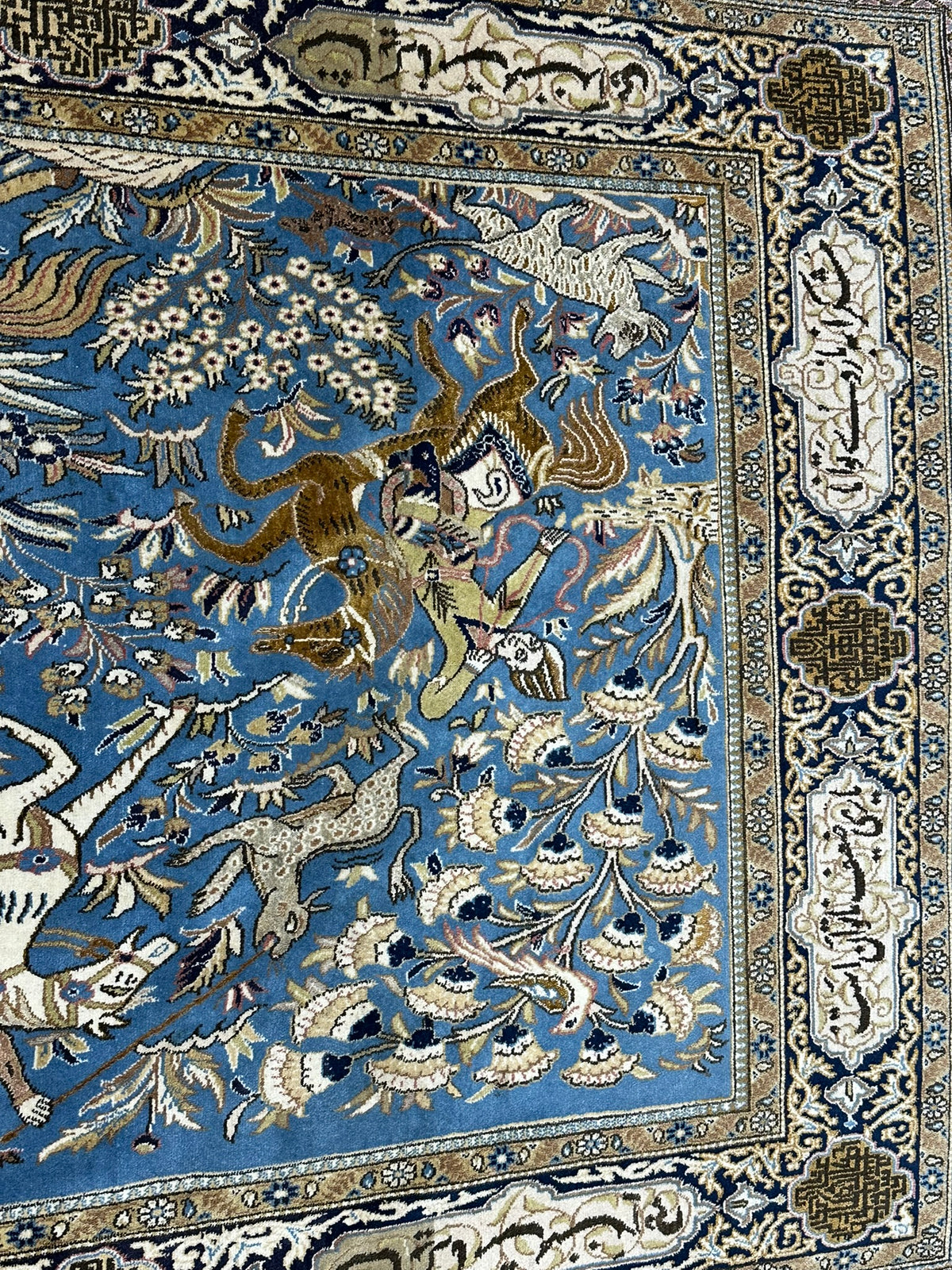 Orientteppich handgeknüpft Ghom mit Seide 223x140 cm