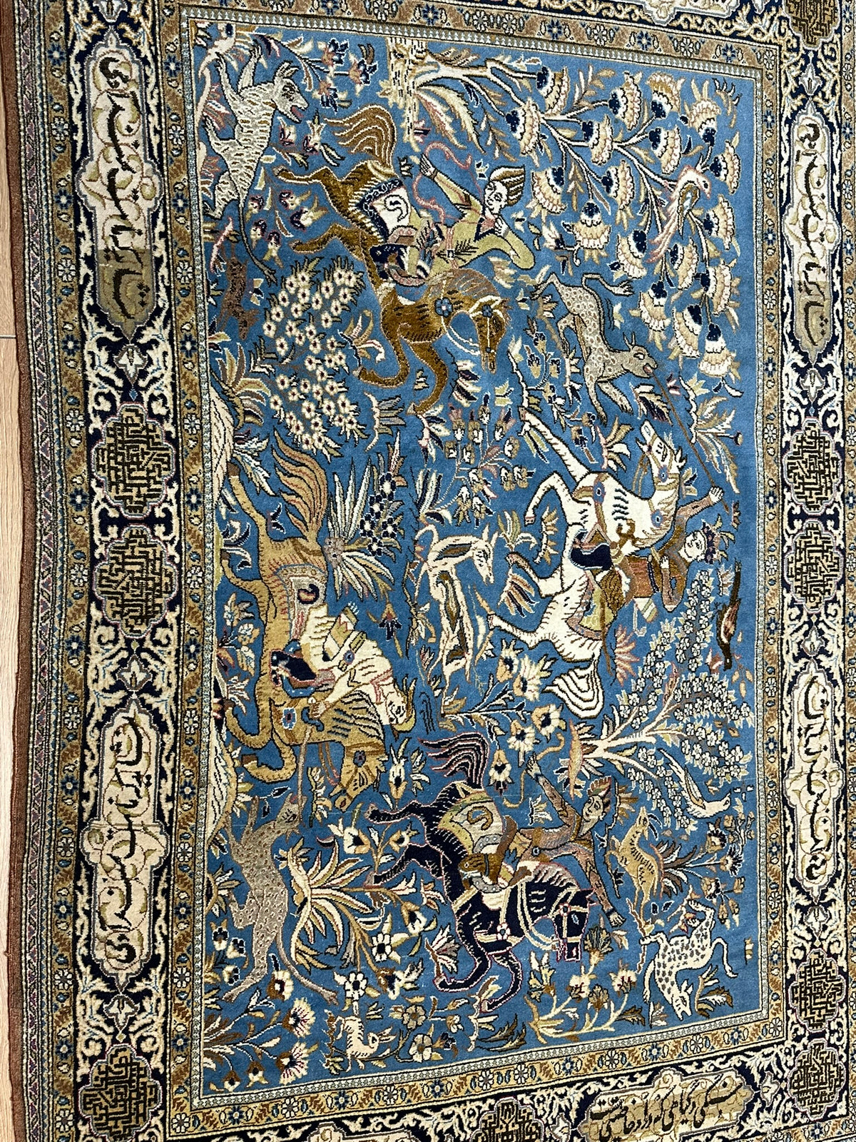 Orientteppich handgeknüpft Ghom mit Seide 223x140 cm
