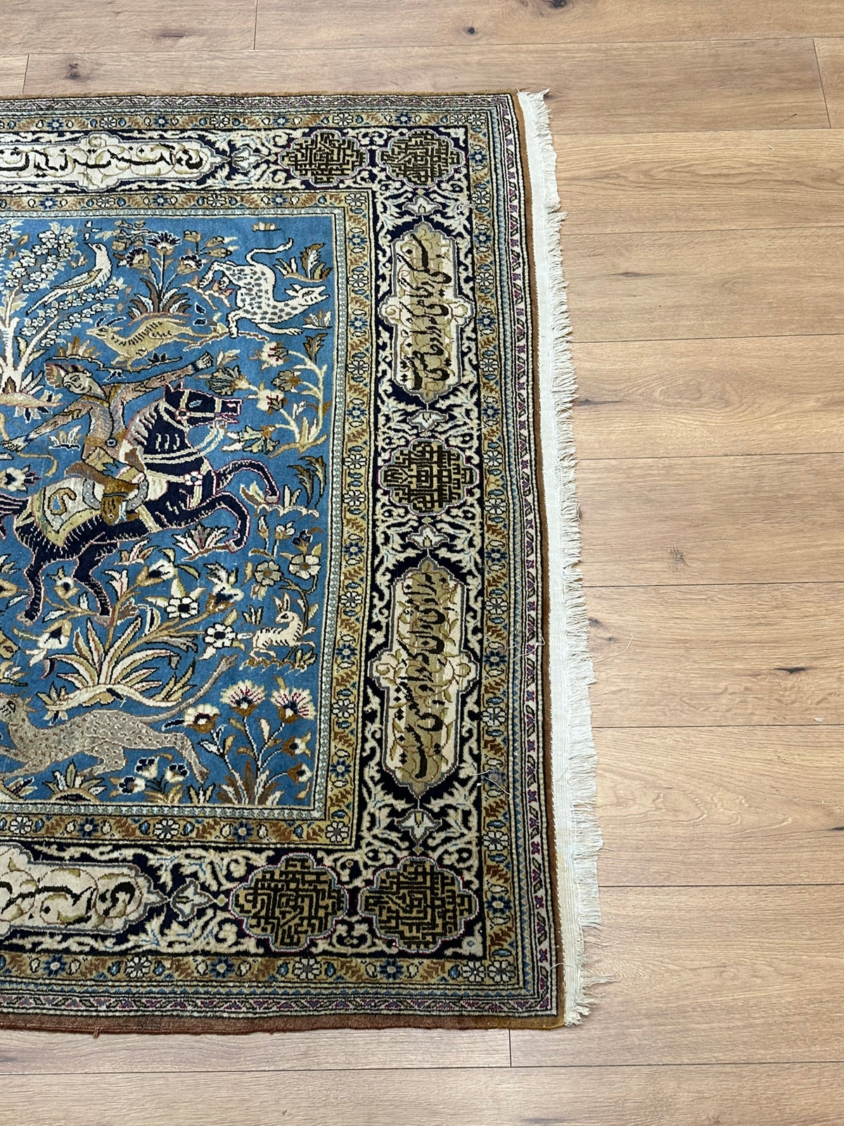 Orientteppich handgeknüpft Ghom mit Seide 223x140 cm