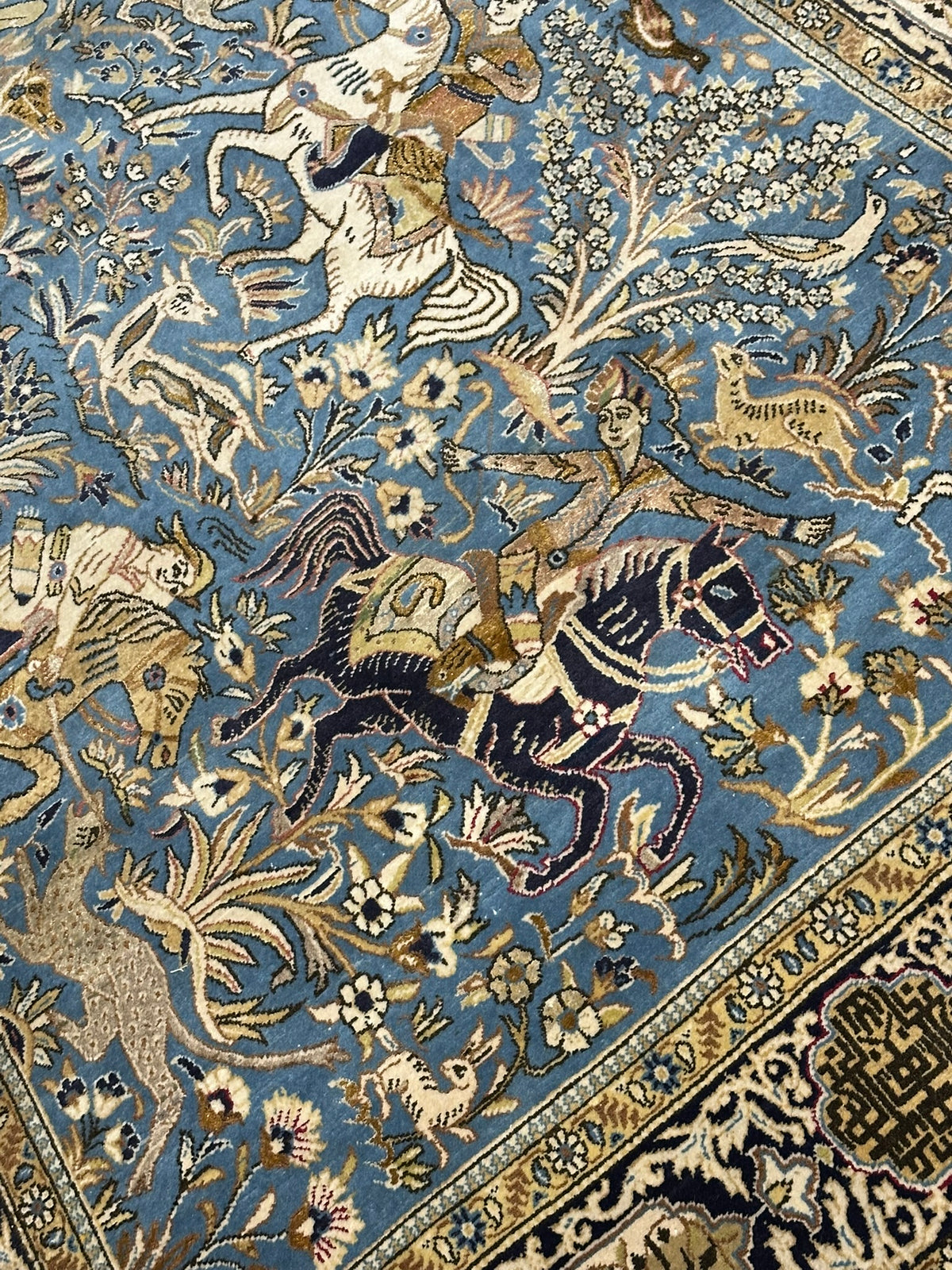 Orientteppich handgeknüpft Ghom mit Seide 223x140 cm