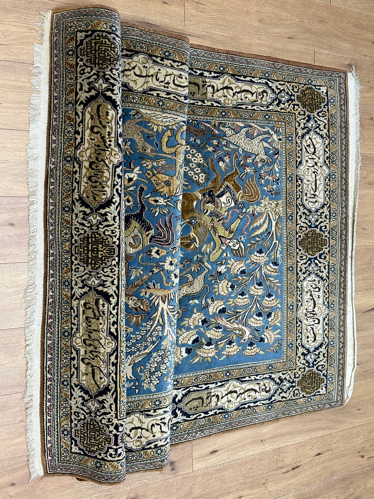 Orientteppich handgeknüpft Ghom mit Seide 223x140 cm