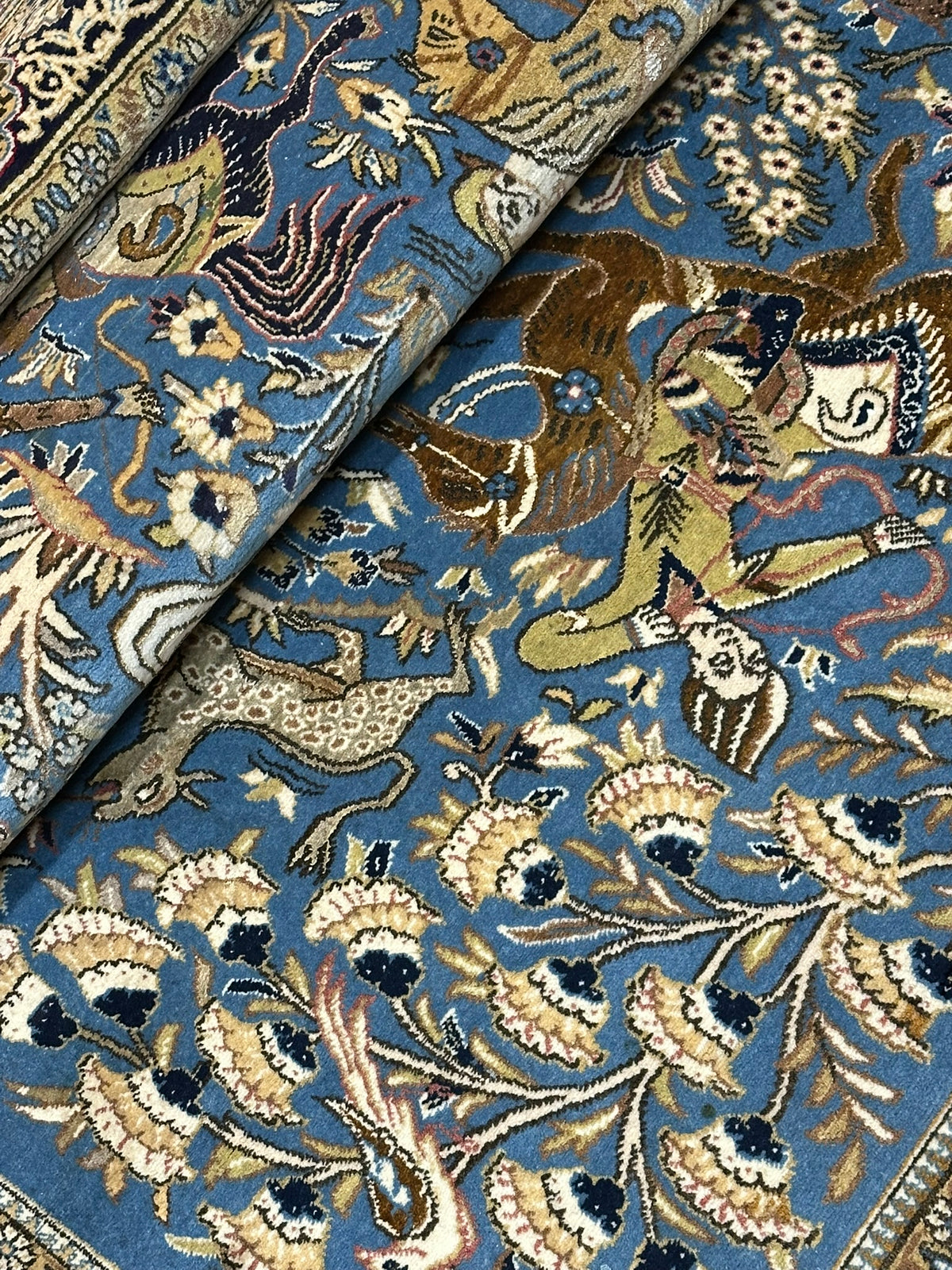 Orientteppich handgeknüpft Ghom mit Seide 223x140 cm