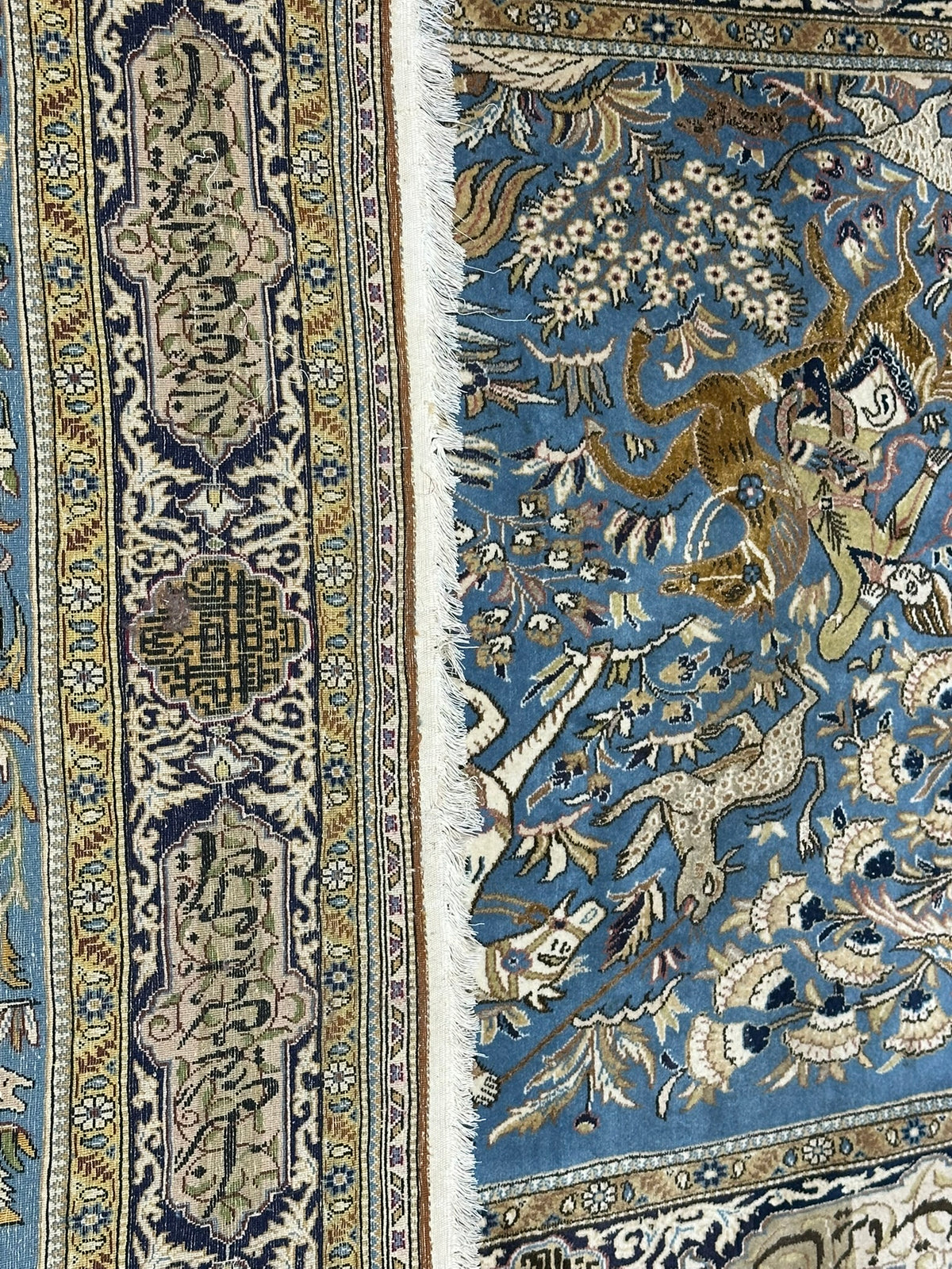 Orientteppich handgeknüpft Ghom mit Seide 223x140 cm