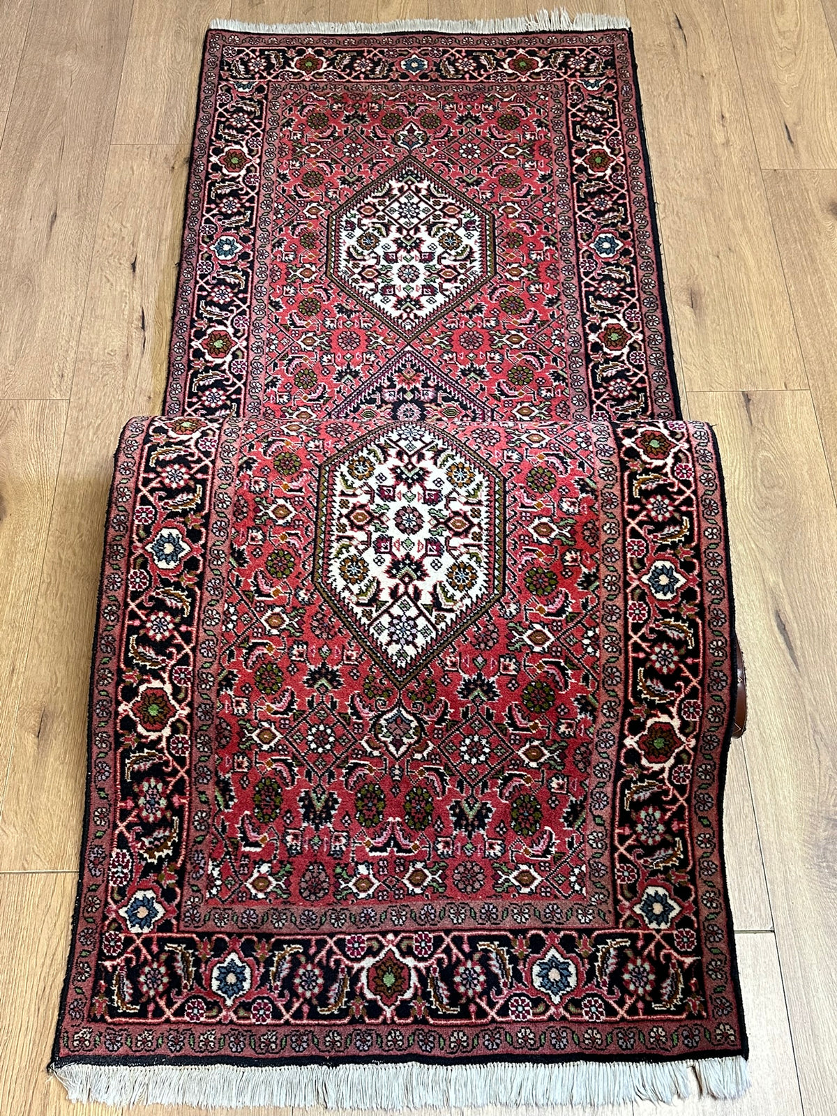 Orientteppich handgeknüpft Bidjar Korkwolle 290x80 cm