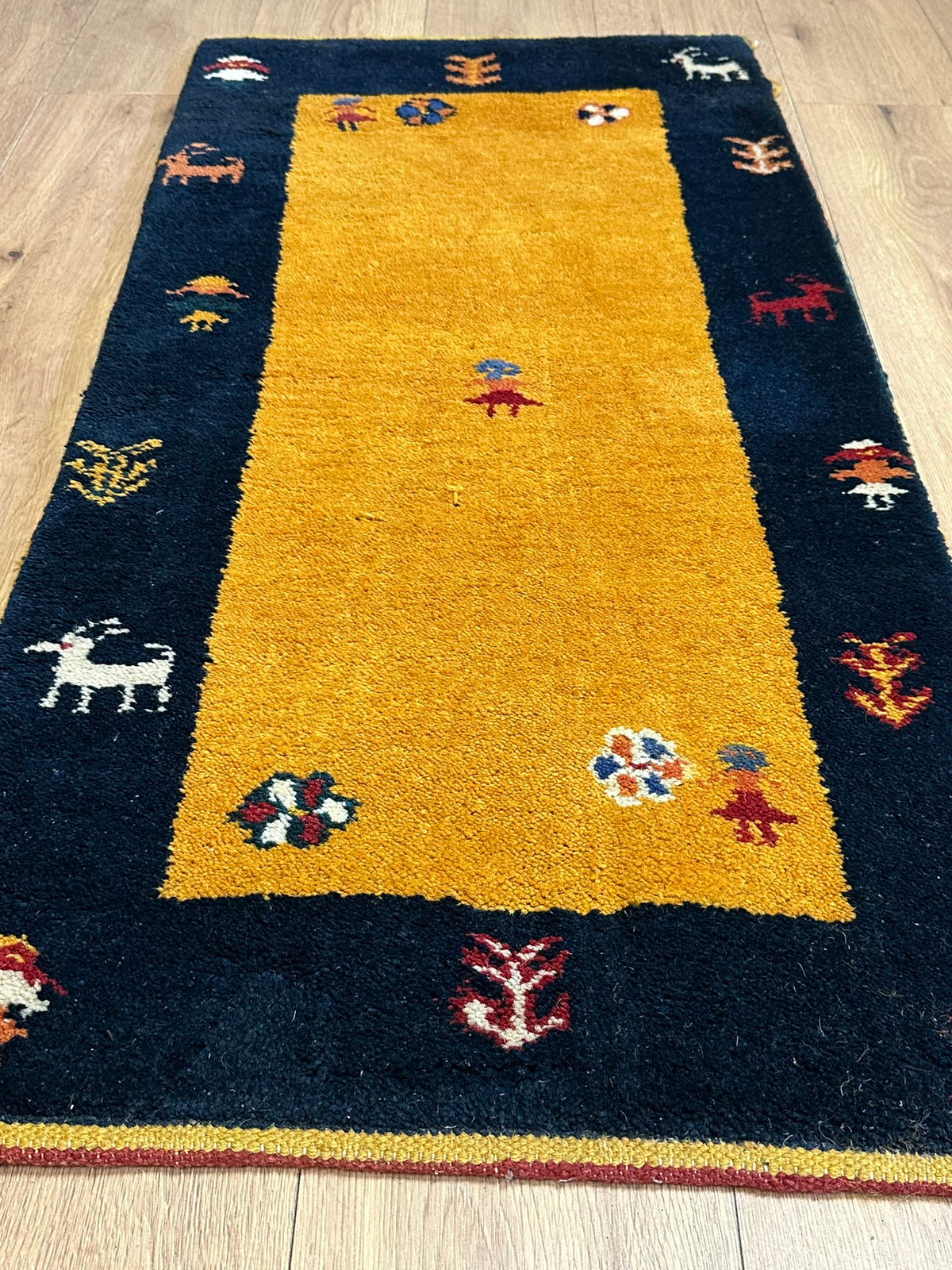 Orientteppich handgeknüpft Indian Gabbeh Top 125x60 cm