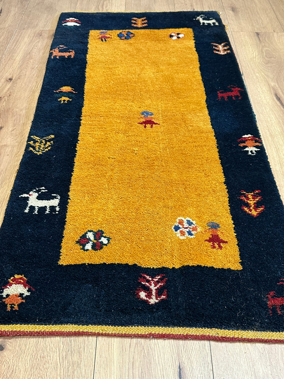 Orientteppich handgeknüpft Indian Gabbeh Top 125x60 cm