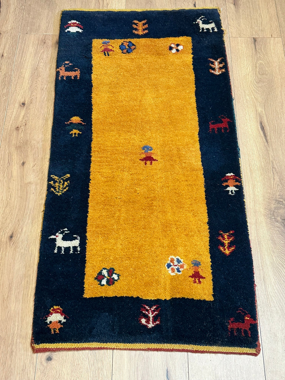 Orientteppich handgeknüpft Indian Gabbeh Top 125x60 cm