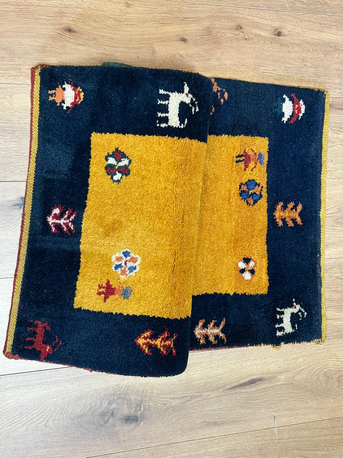 Orientteppich handgeknüpft Indian Gabbeh Top 125x60 cm