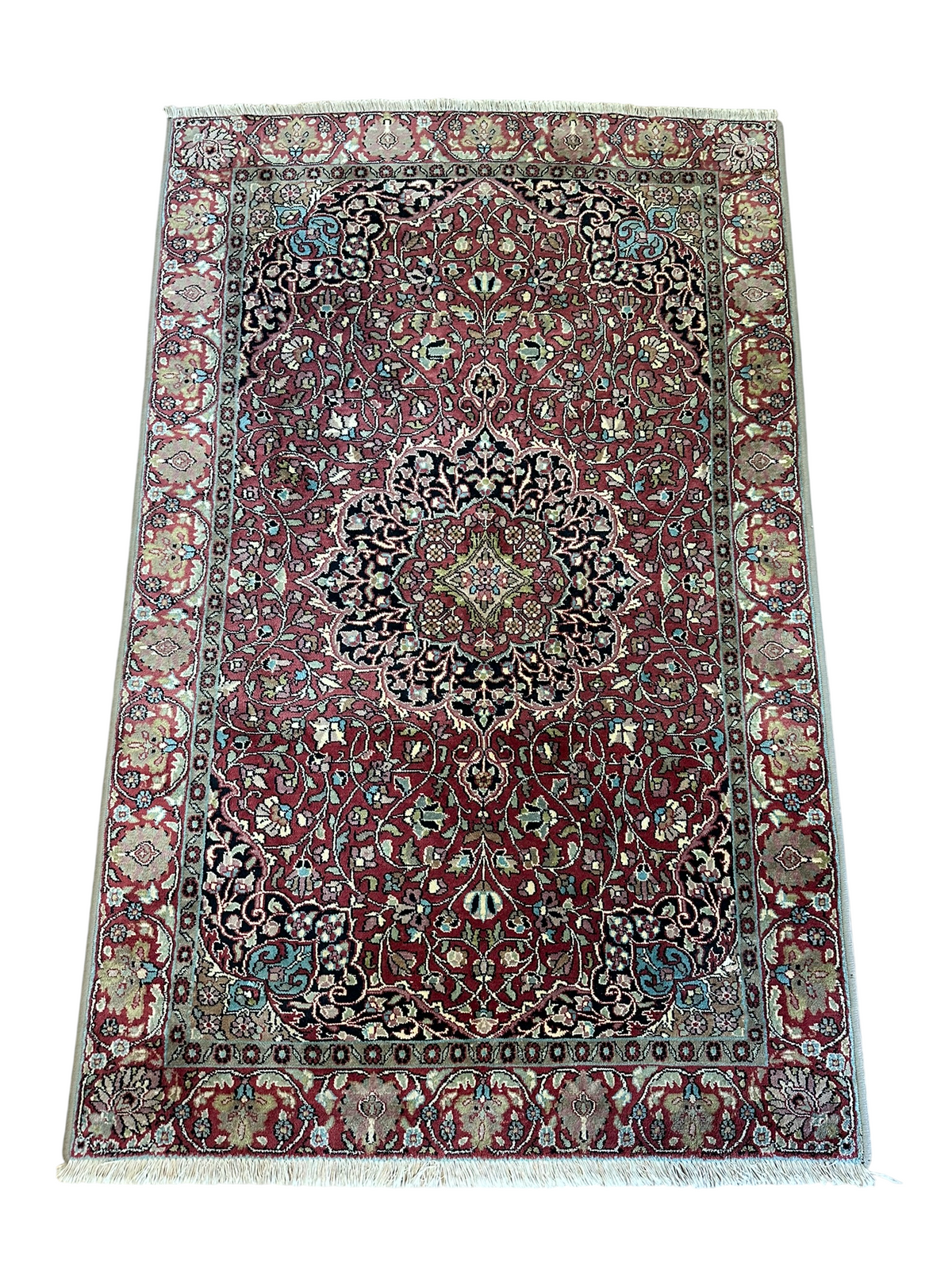 Orientteppich handgeknüpft Kaschmir Seide Ghom 170x108 cm