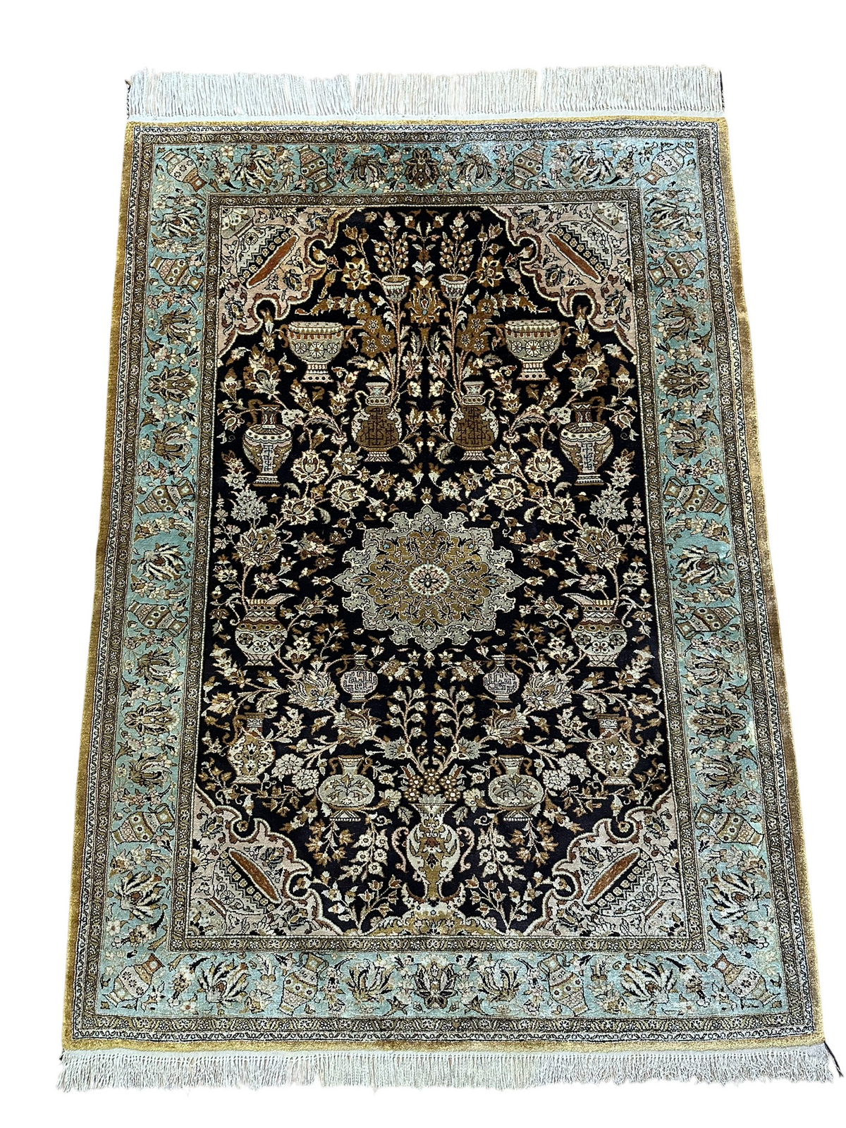 Orientteppich handgeknüpft Ghom Seide 150x107 cm