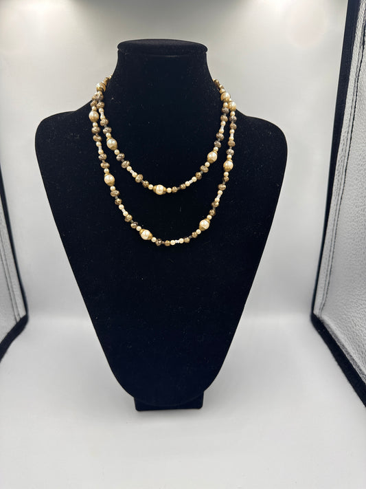 Vintage Endlos-Perlenkette mit Goldenen Akzenten