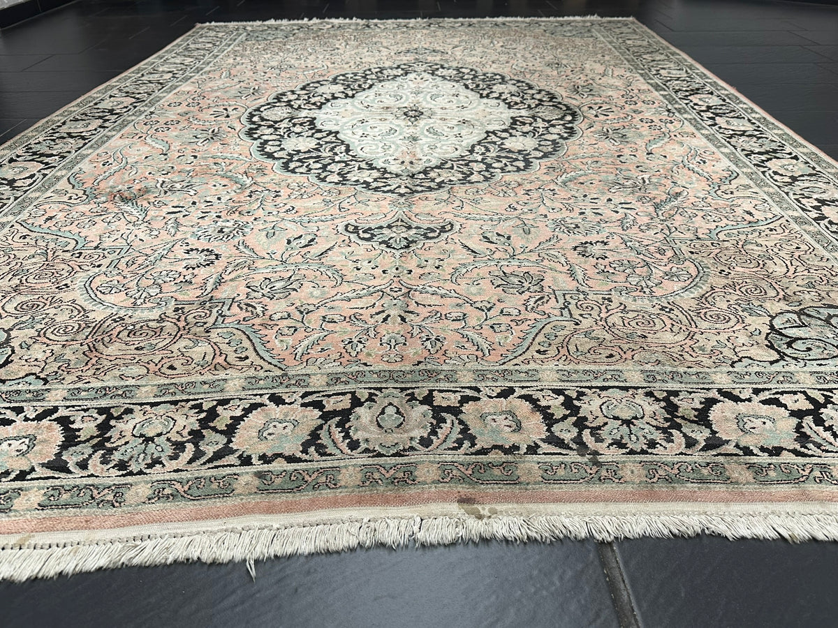 Orientteppich handgeknüpft Kaschmir Ghom Seide 310x210 cm