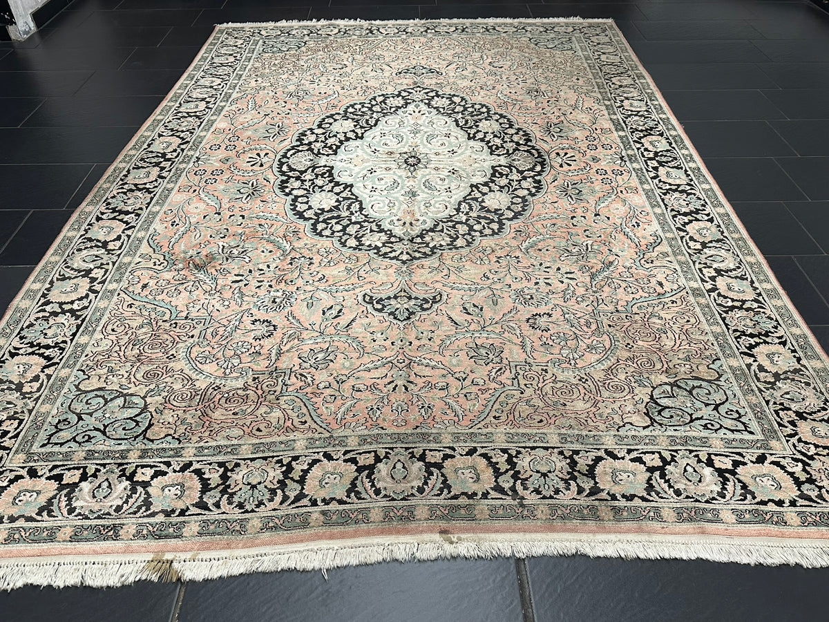 Orientteppich handgeknüpft Kaschmir Ghom Seide 310x210 cm